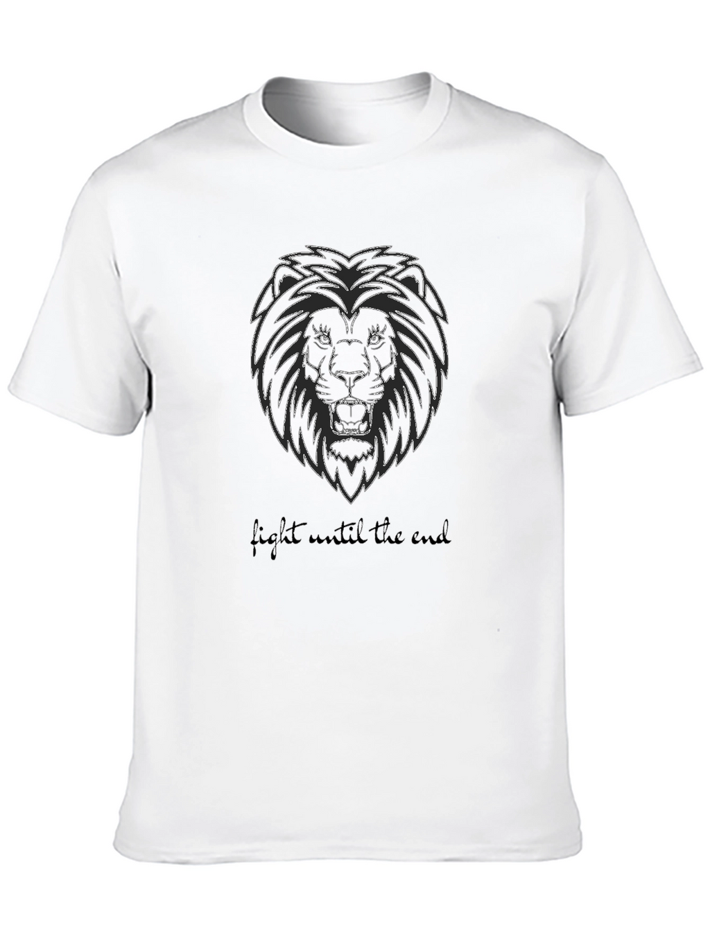 Lion Graphic Black T-Shirt - Fight Until the End