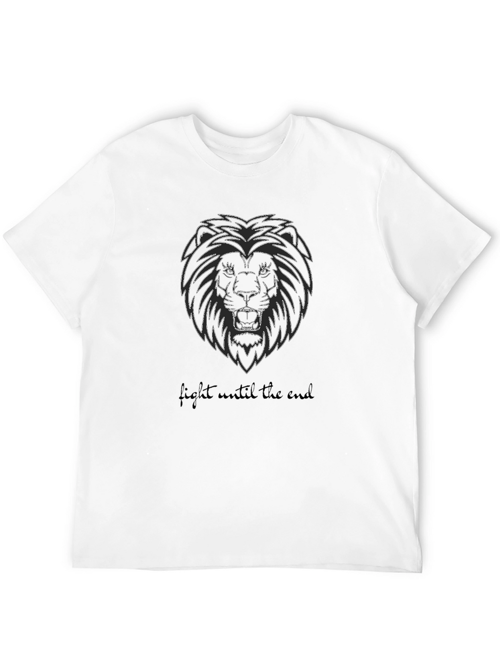 Lion Graphic Black T-Shirt - Fight Until the End