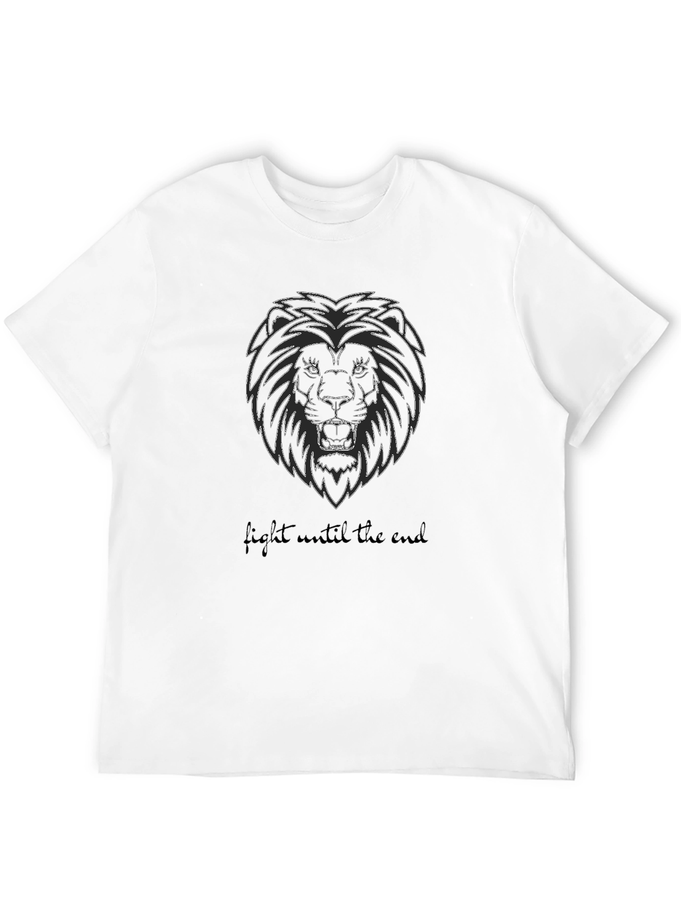 Lion Graphic Black T-Shirt - Fight Until the End