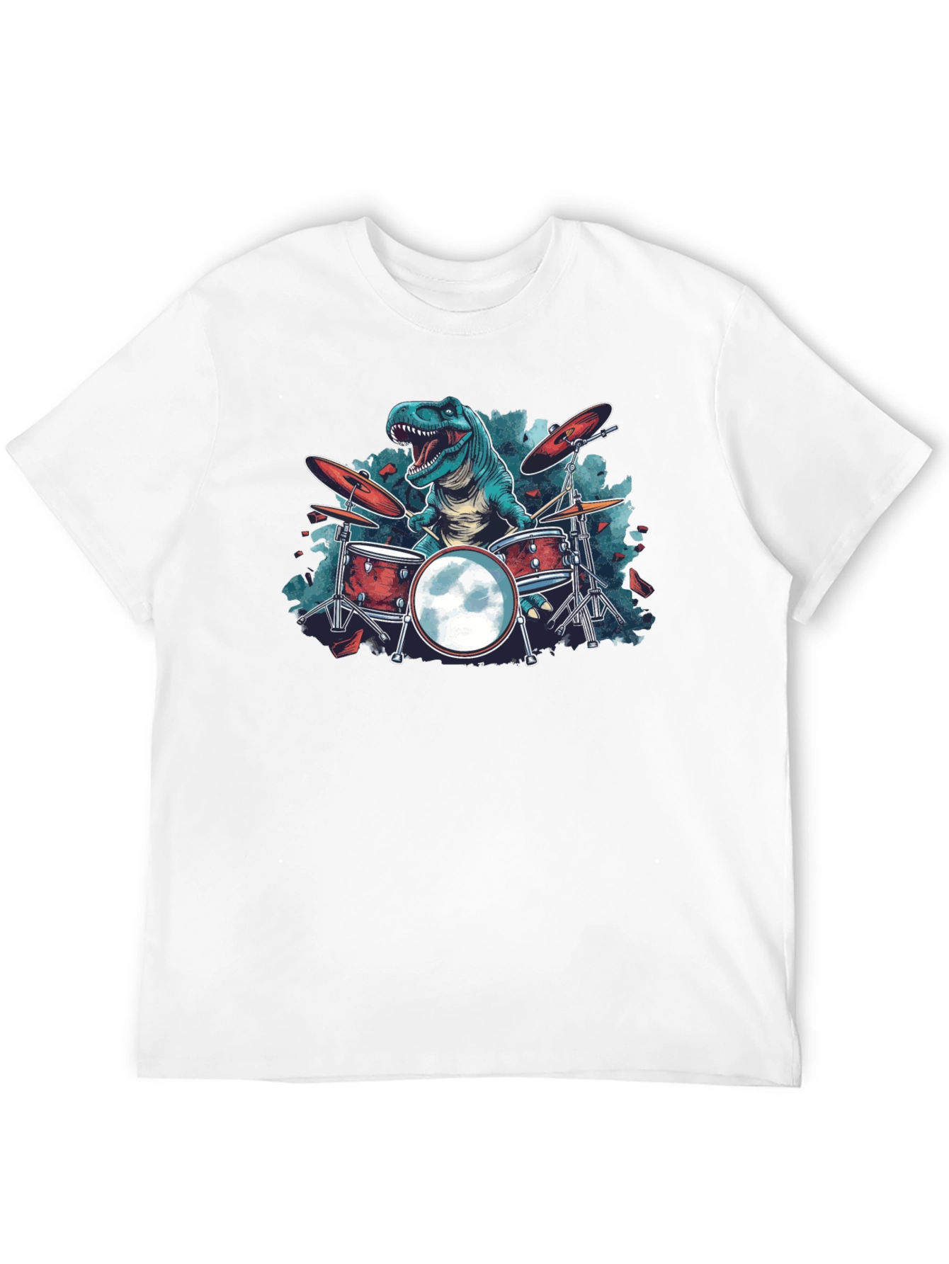 Dino Drummer Graphic Tee - Rocking T-Rex