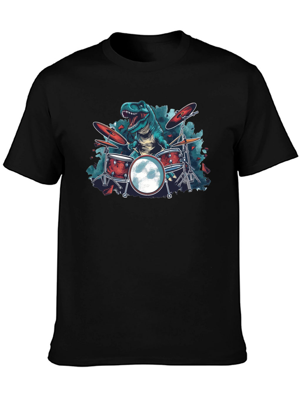Dino Drummer Graphic Tee - Rocking T-Rex