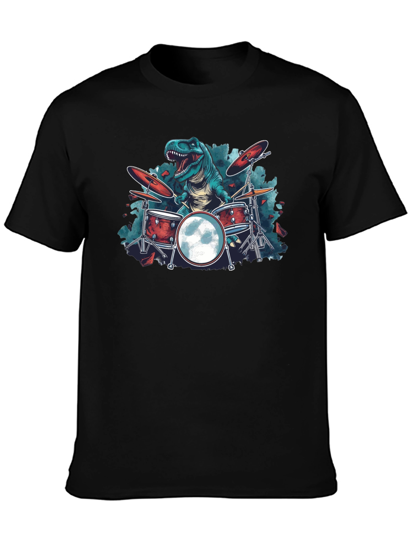 Dino Drummer Graphic Tee - Rocking T-Rex
