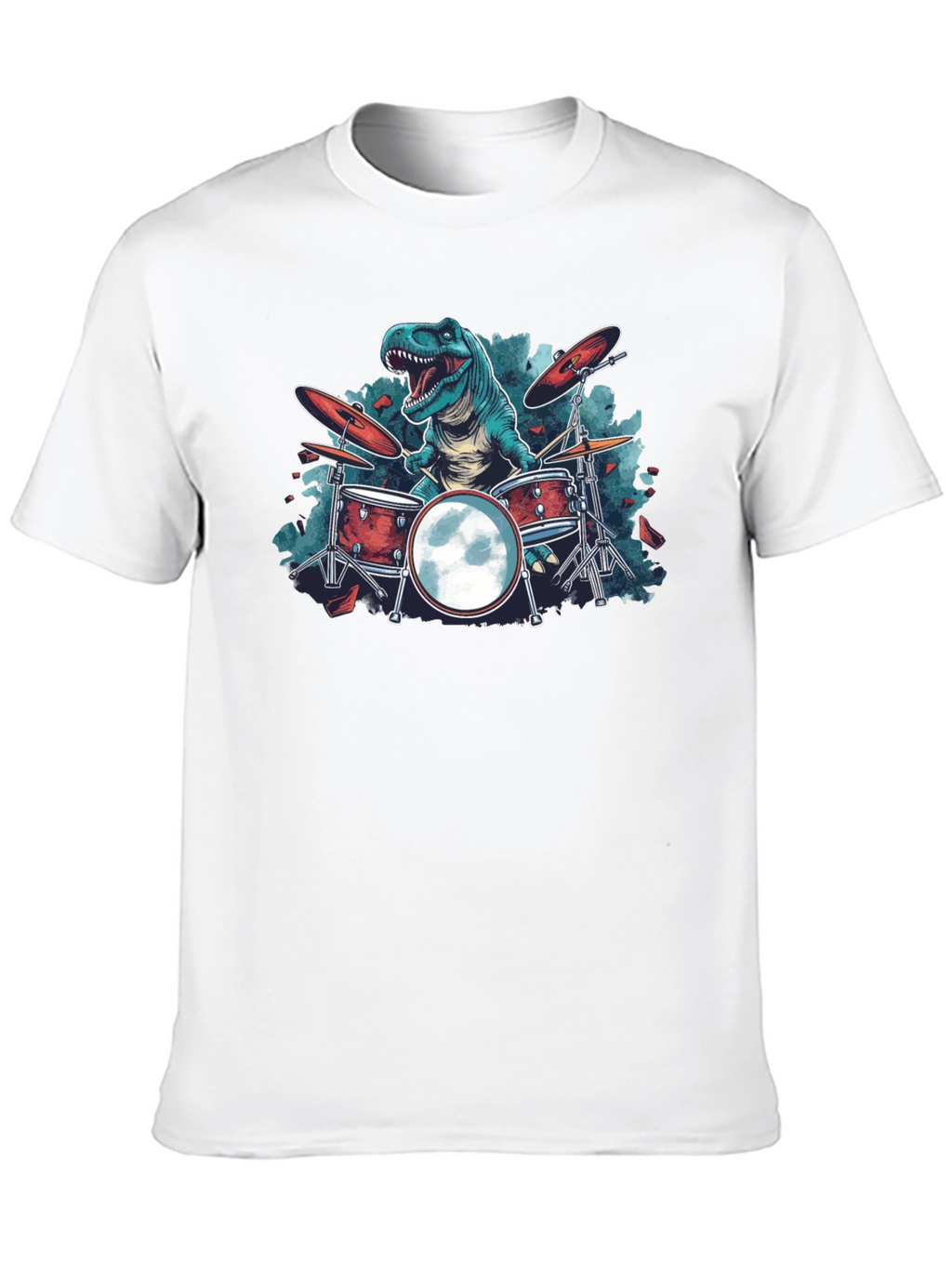 Dino Drummer Graphic Tee - Rocking T-Rex