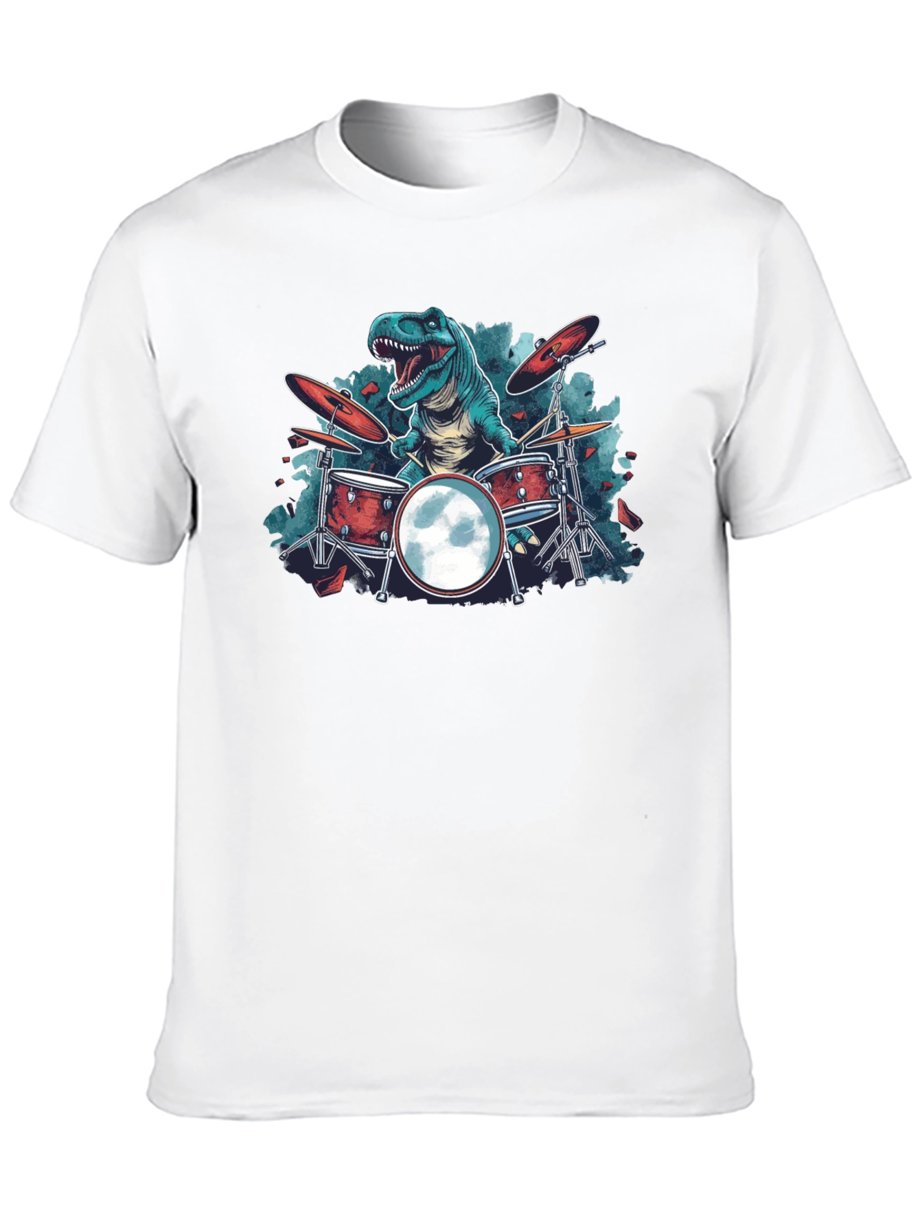 Dino Drummer Graphic Tee - Rocking T-Rex