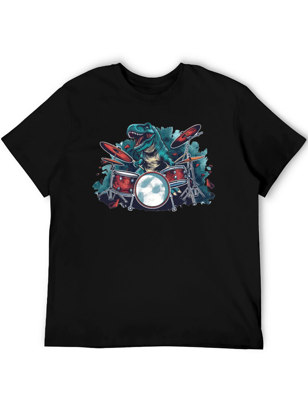 Dino Drummer Graphic Tee - Rocking T-Rex
