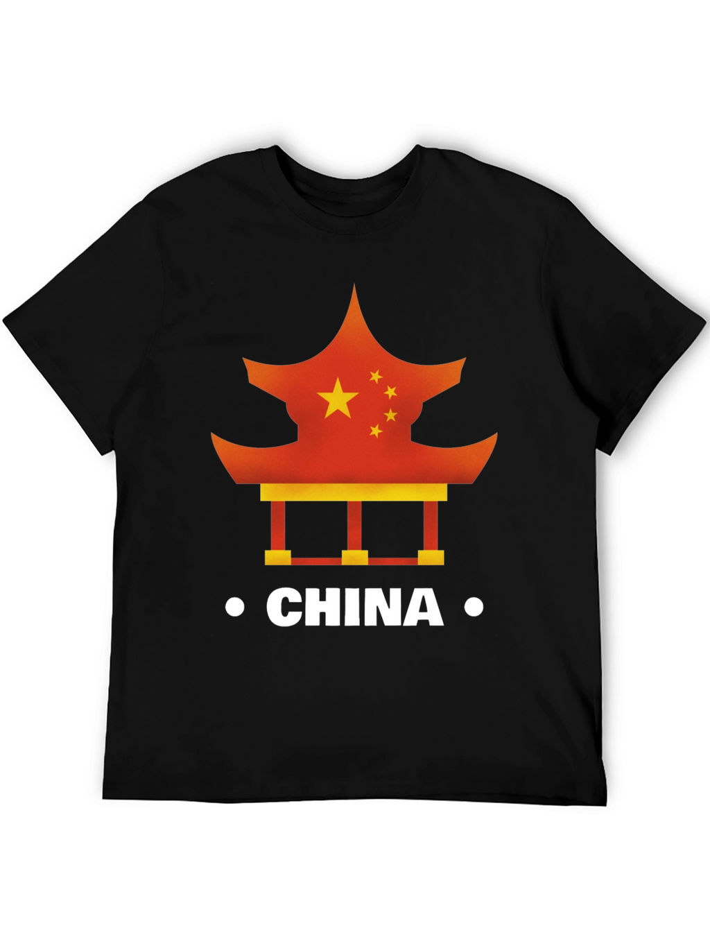 China Flag Pagoda Graphic Tee - Mens Black T-Shirt