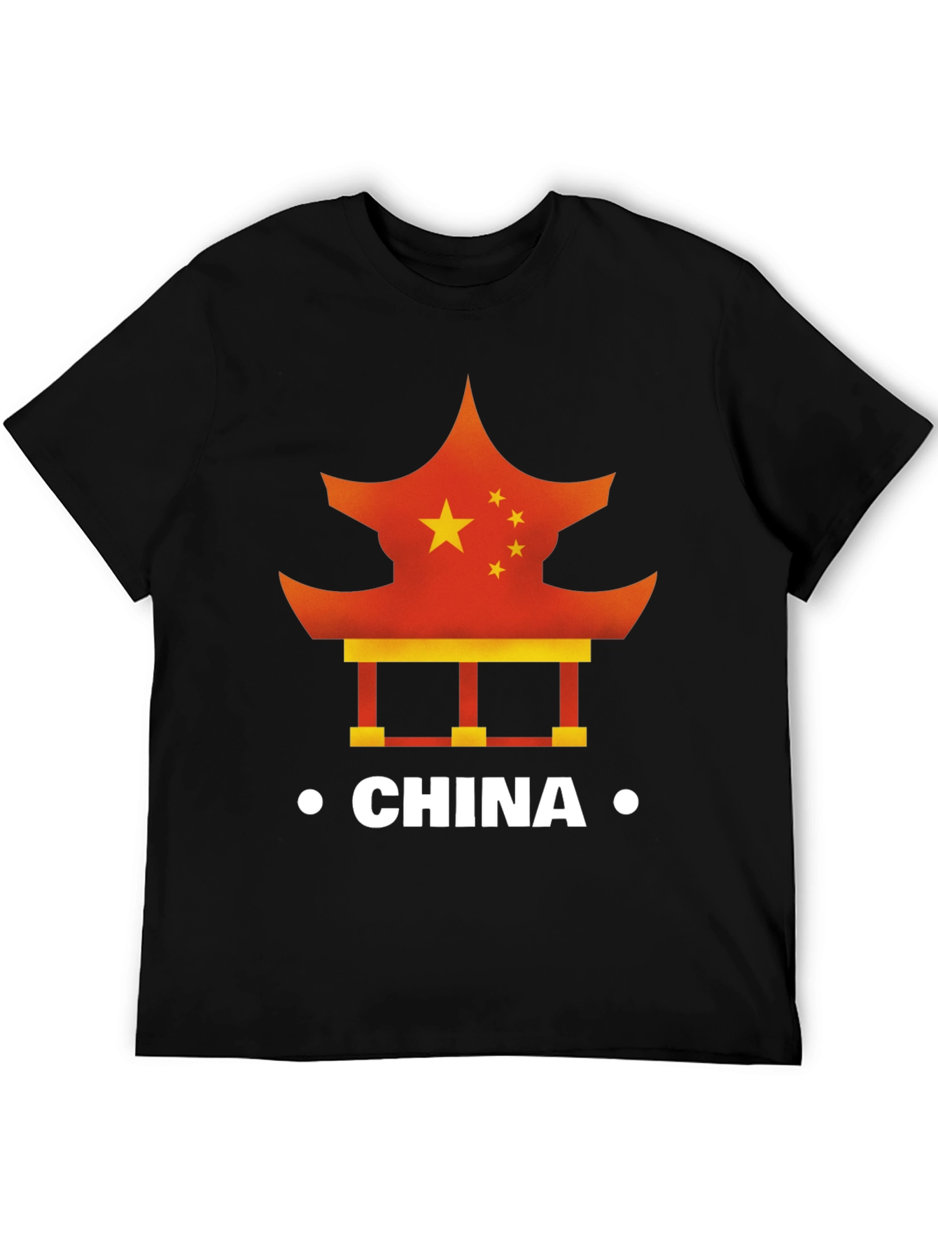 China Flag Pagoda Graphic Tee - Mens Black T-Shirt