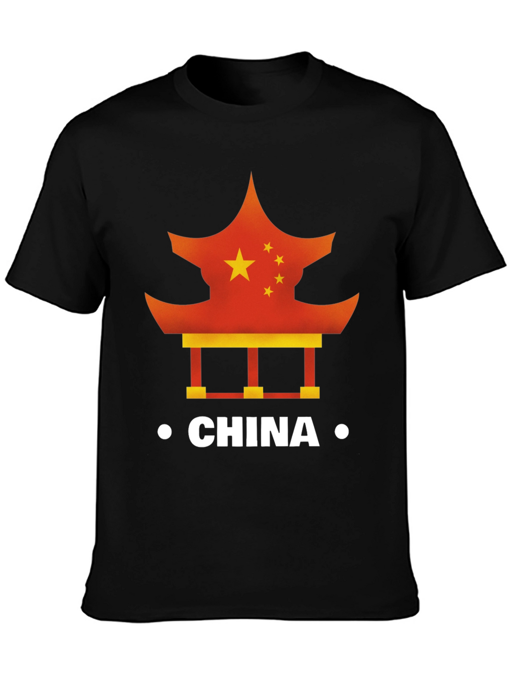 China Flag Pagoda Graphic Tee - Mens Black T-Shirt