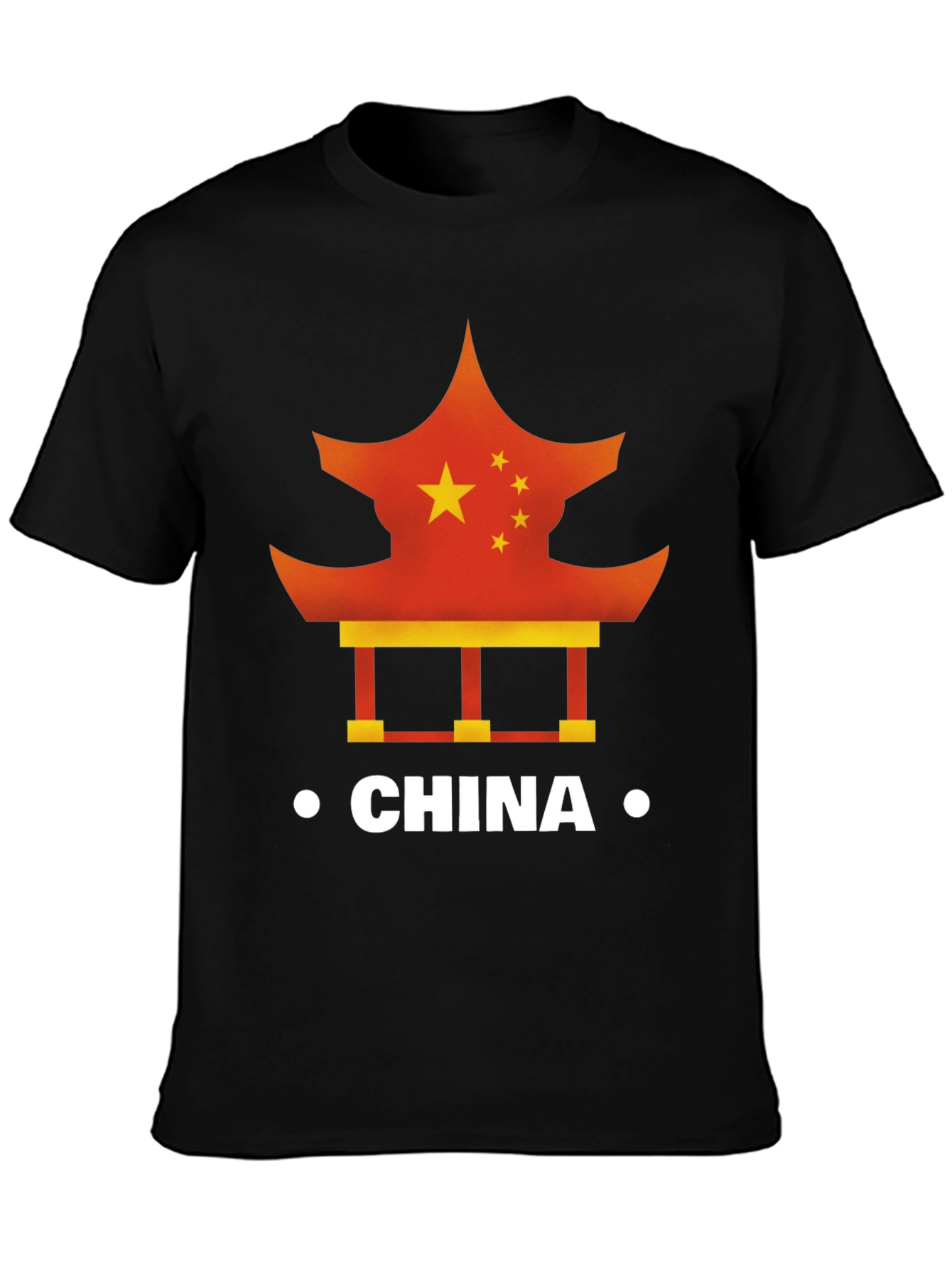 China Flag Pagoda Graphic Tee - Mens Black T-Shirt