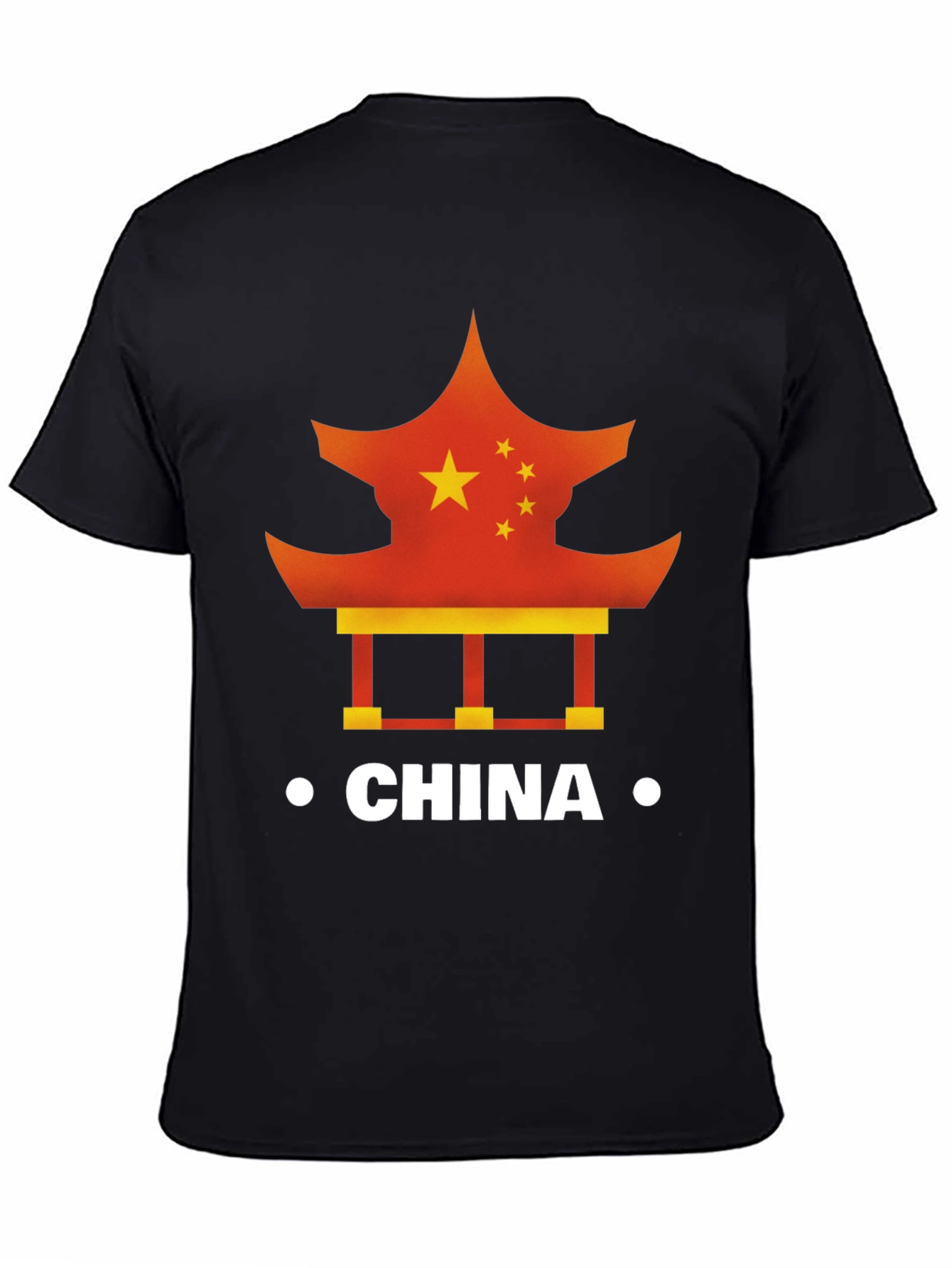 China Flag Pagoda Graphic Tee - Mens Black T-Shirt