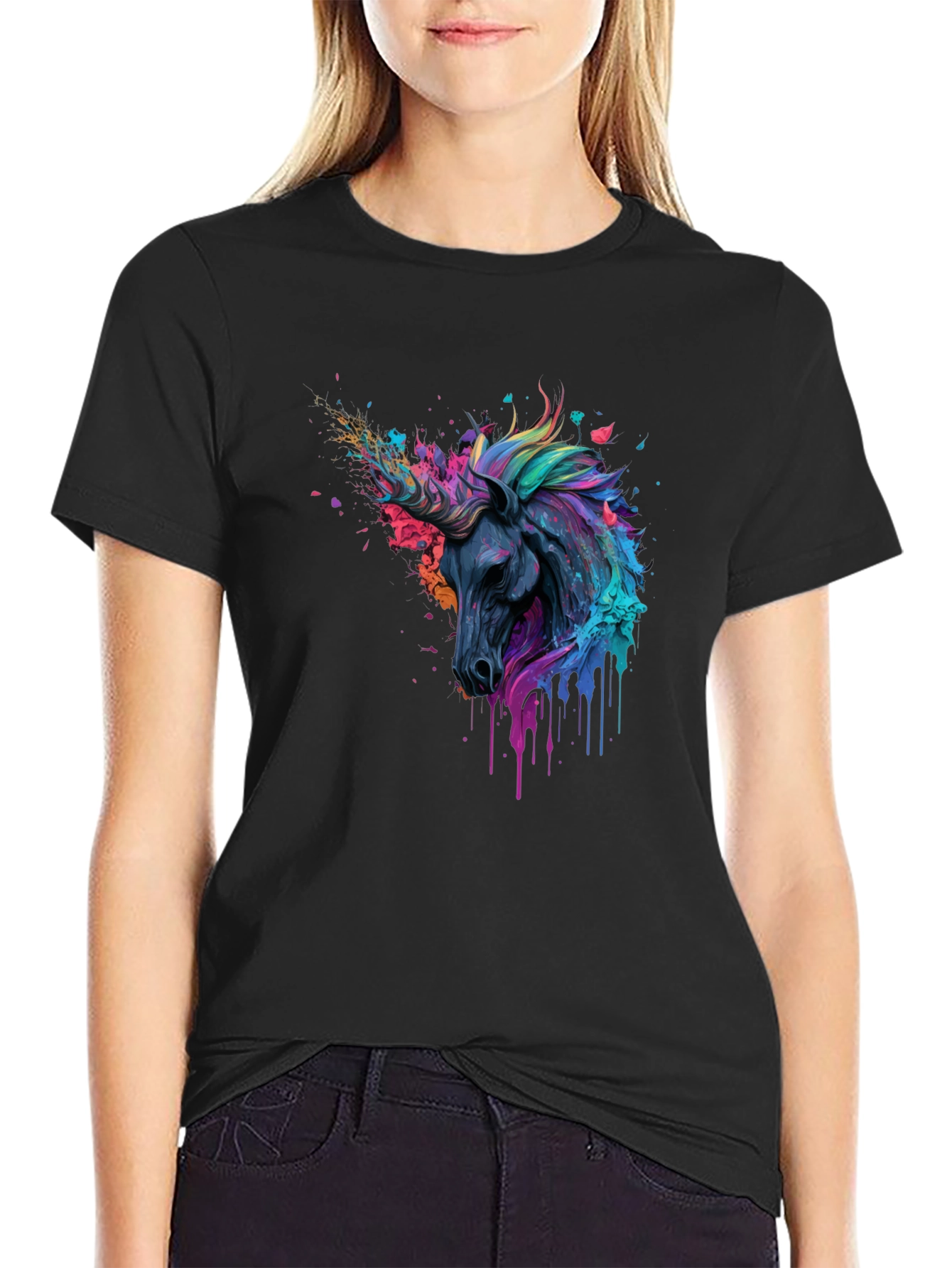 Unicorn Art Black T-Shirt