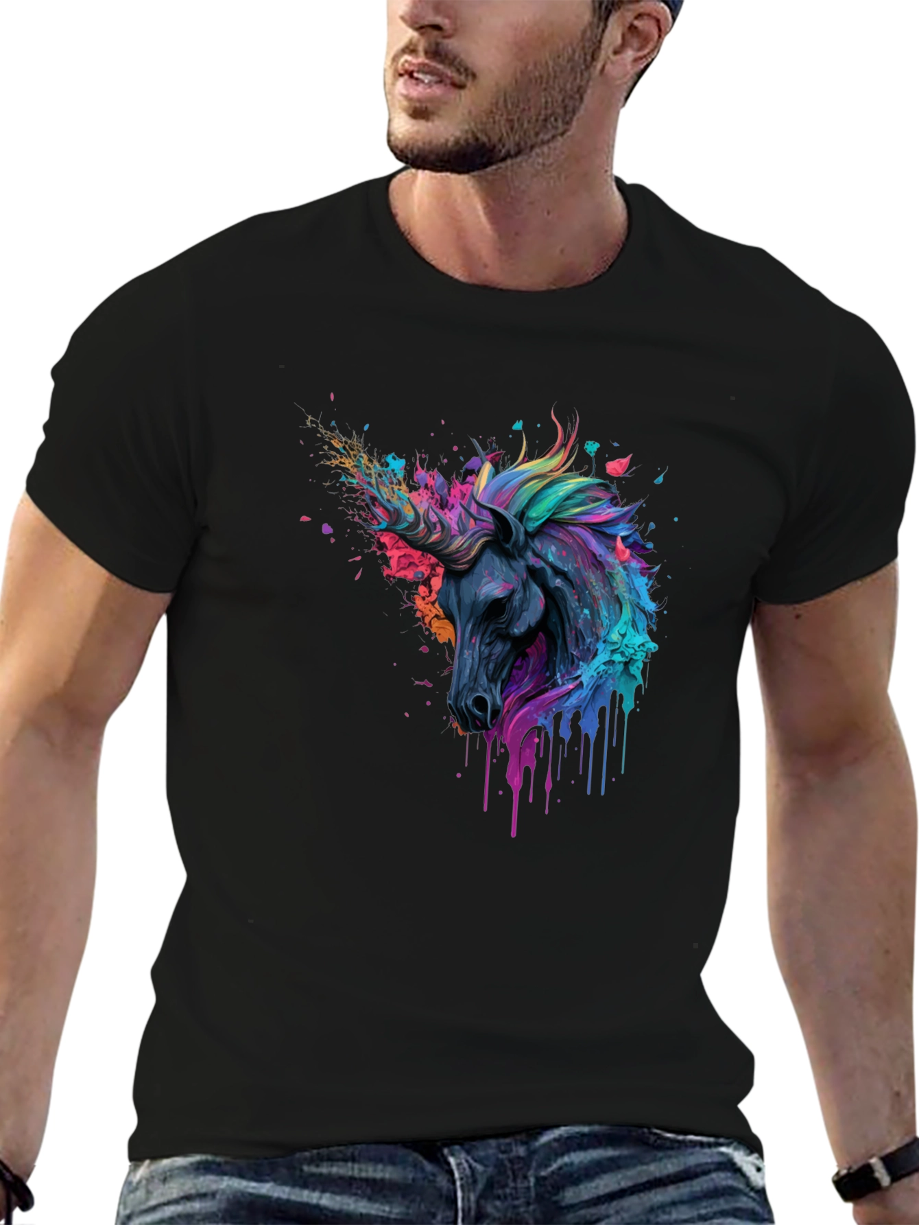 Unicorn Art Black T-Shirt
