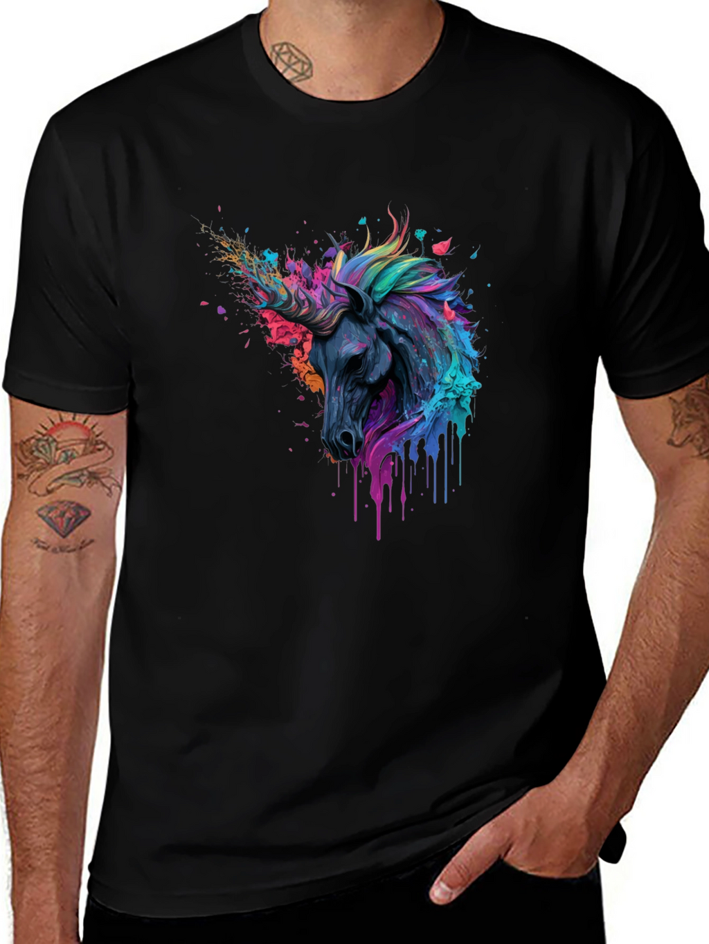Unicorn Art Black T-Shirt