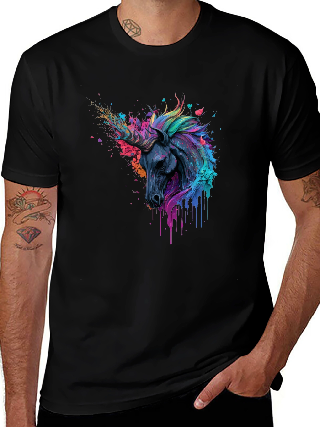 Unicorn Art Black T-Shirt