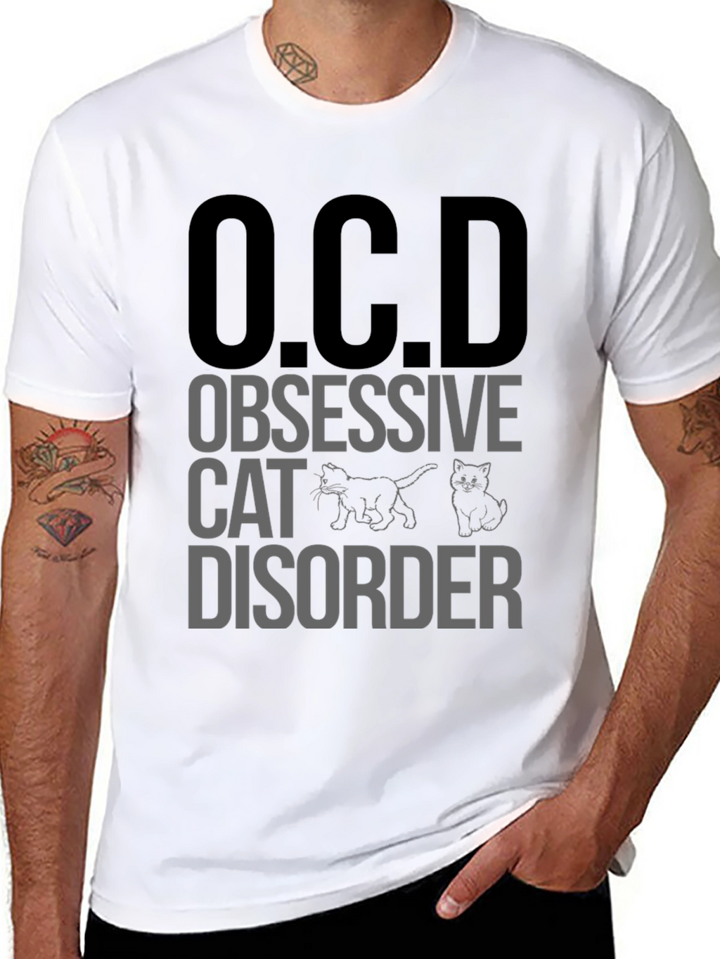 O.C.D. Obsessive Cat Disorder Black T-Shirt