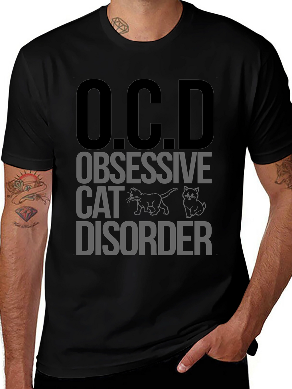 O.C.D. Obsessive Cat Disorder Black T-Shirt