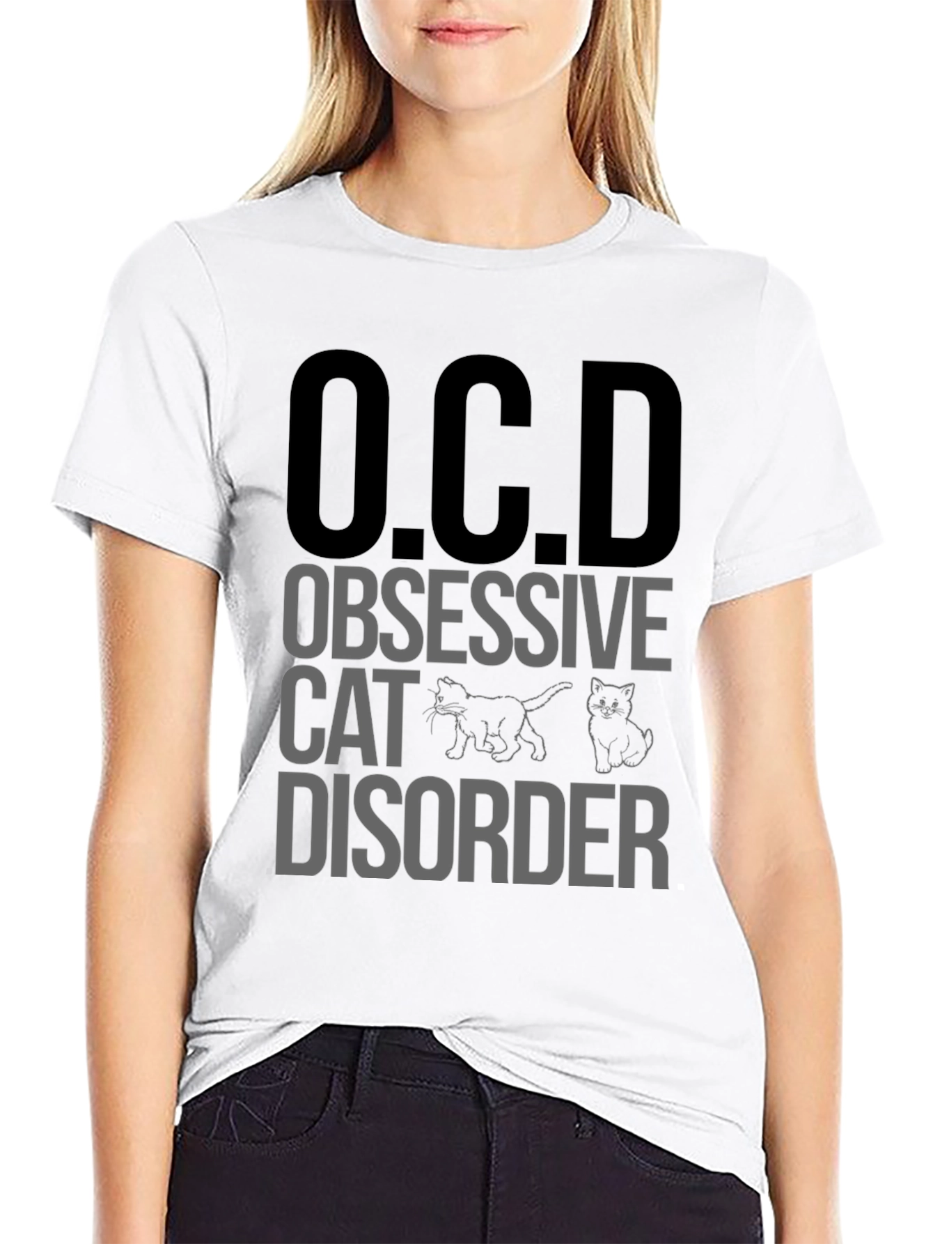 O.C.D. Obsessive Cat Disorder Black T-Shirt