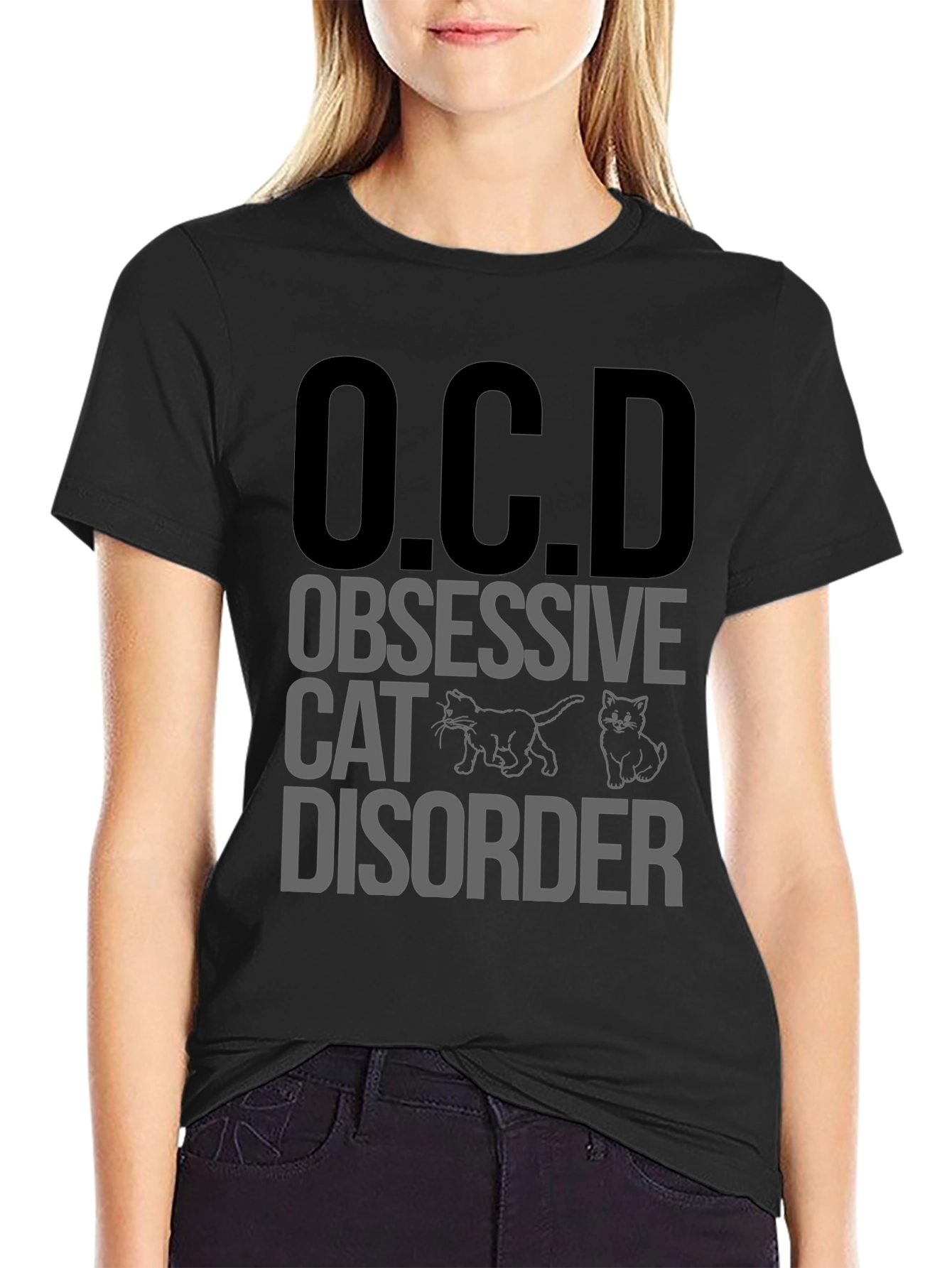O.C.D. Obsessive Cat Disorder Black T-Shirt