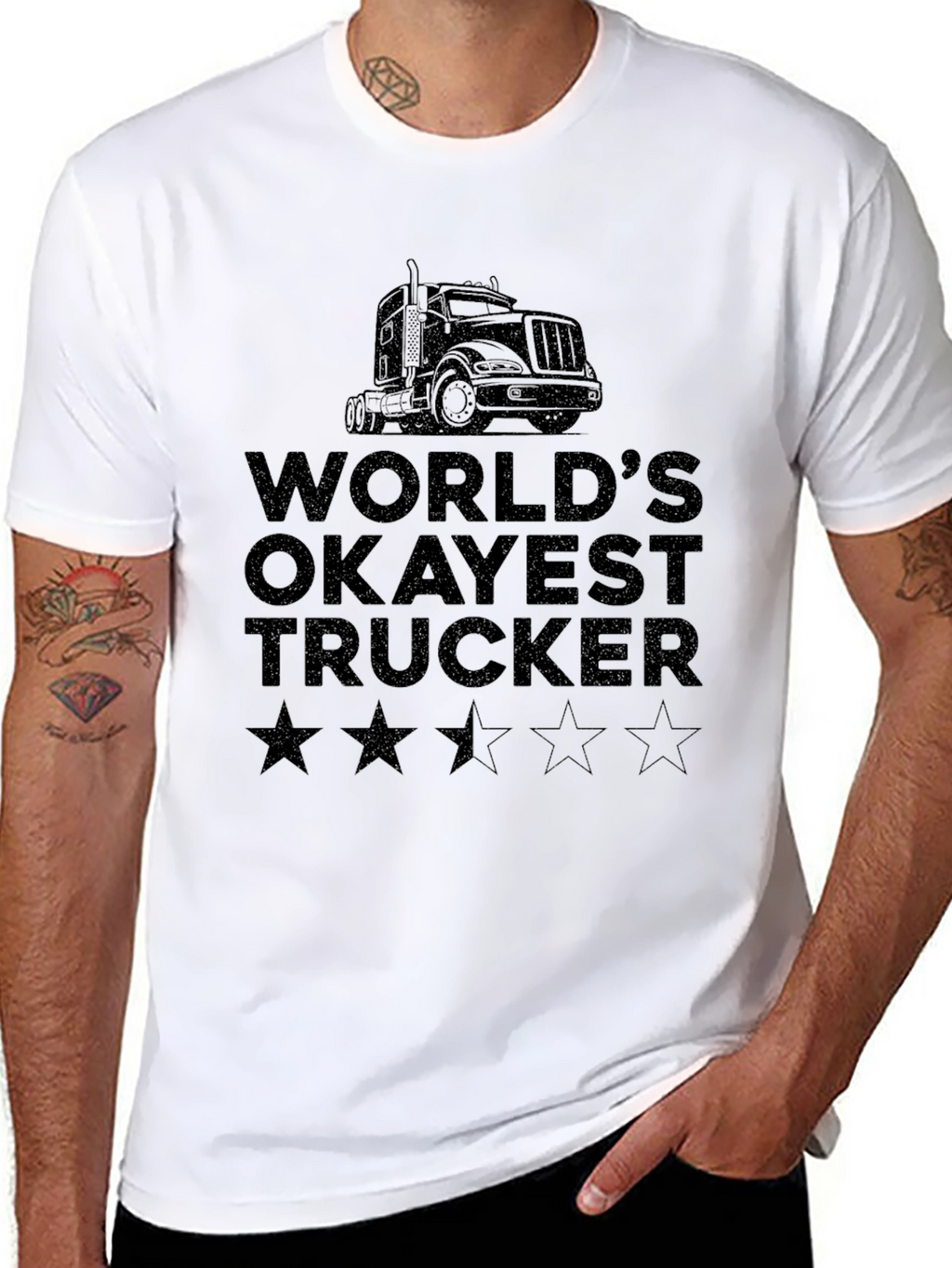 Worlds Okayest Trucker T-Shirt - Black