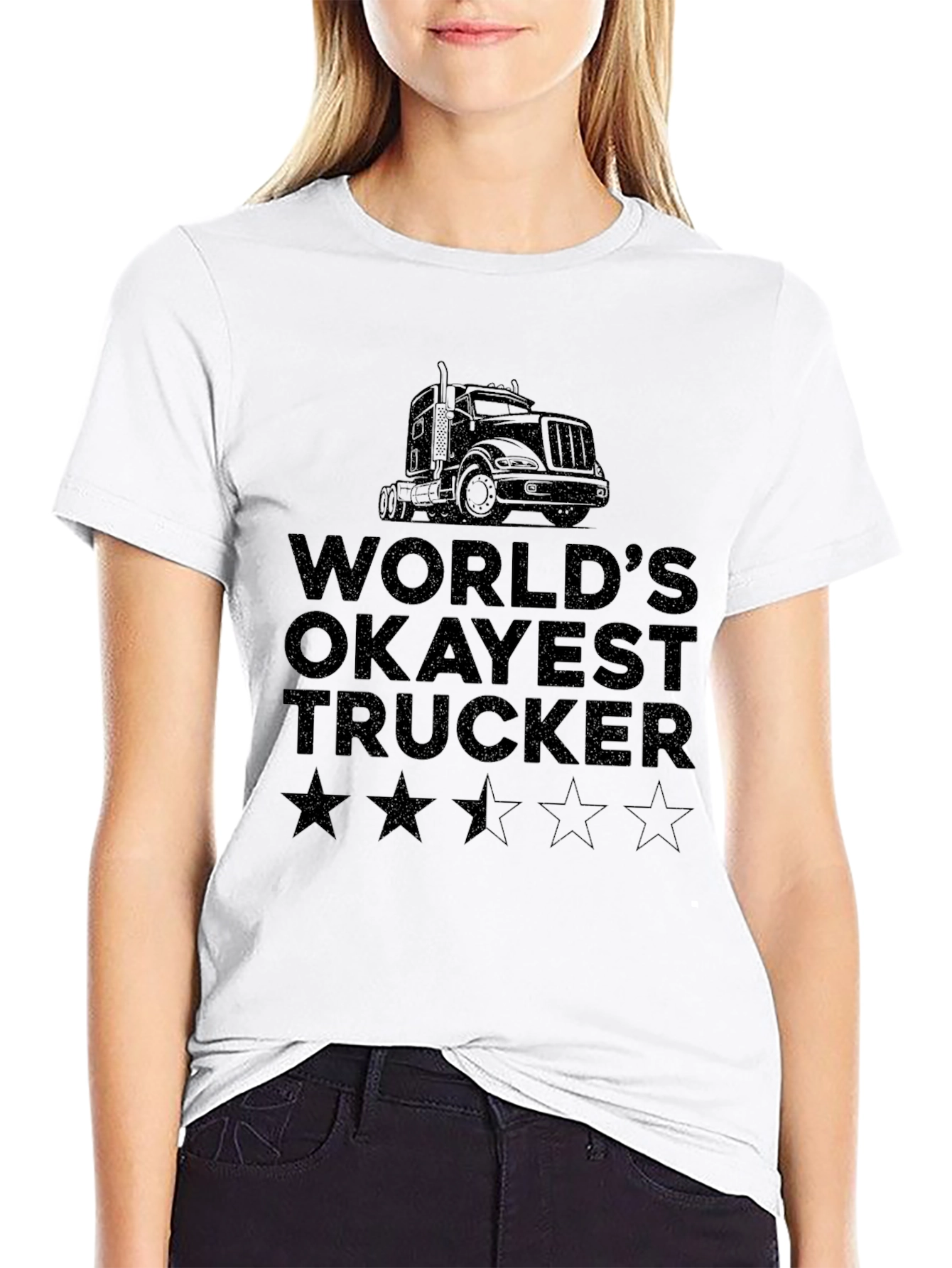 Worlds Okayest Trucker T-Shirt - Black