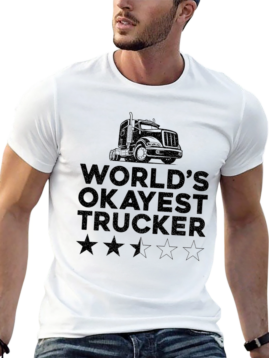 Worlds Okayest Trucker T-Shirt - Black