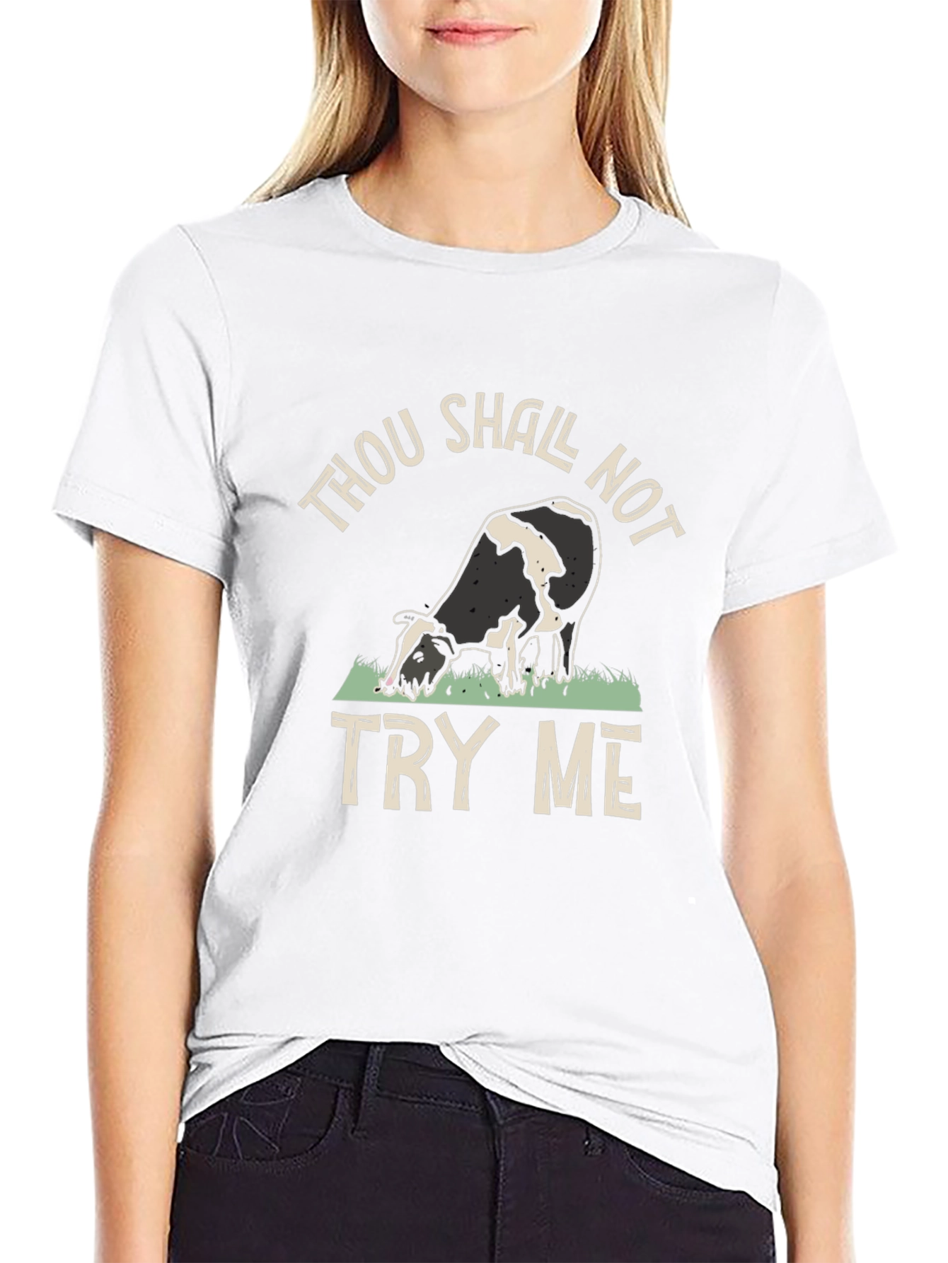 Thou Shall Not Try Me Black Cow T-Shirt