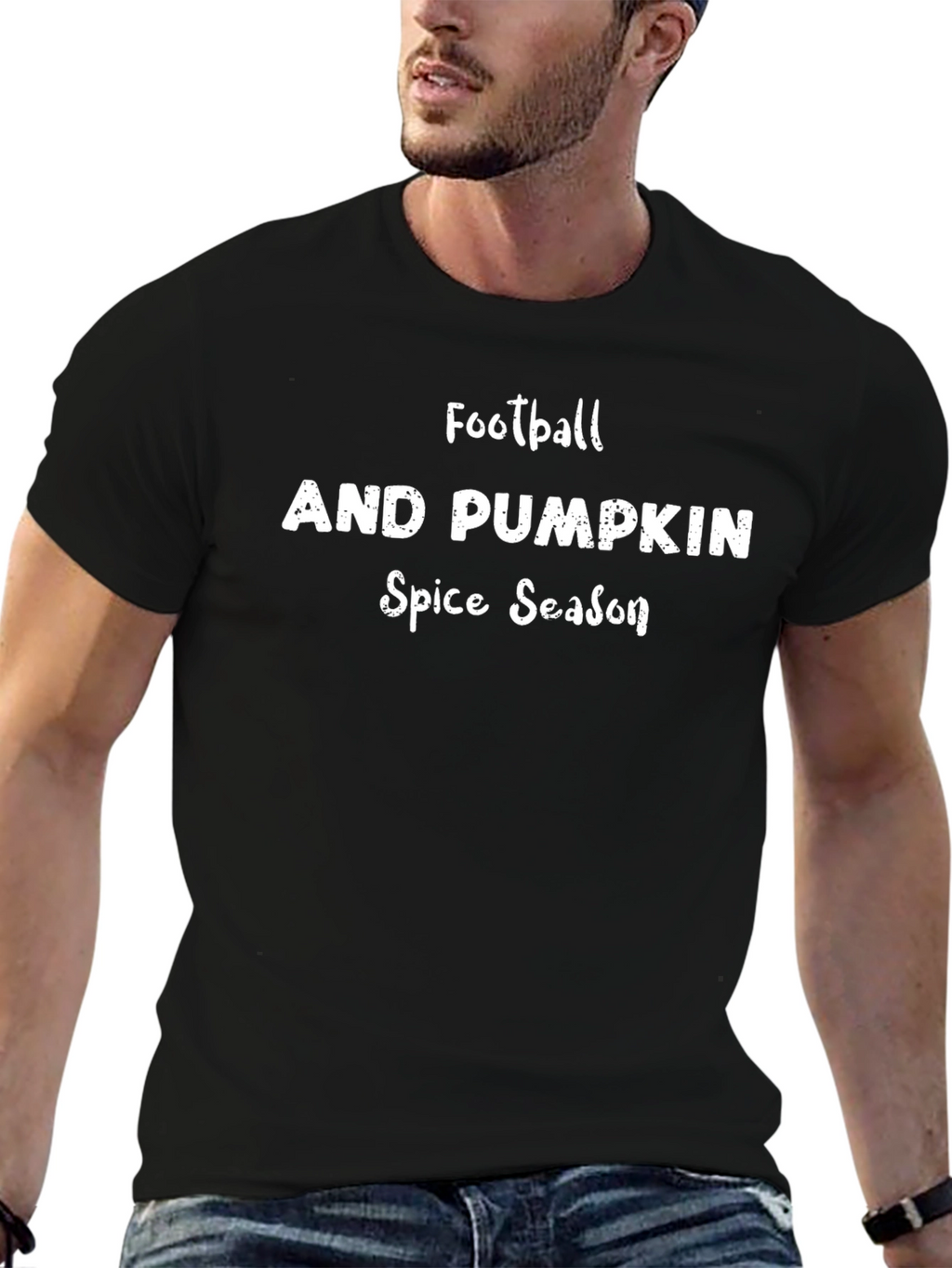 Football & Pumpkin Spice Season Black T-Shirt