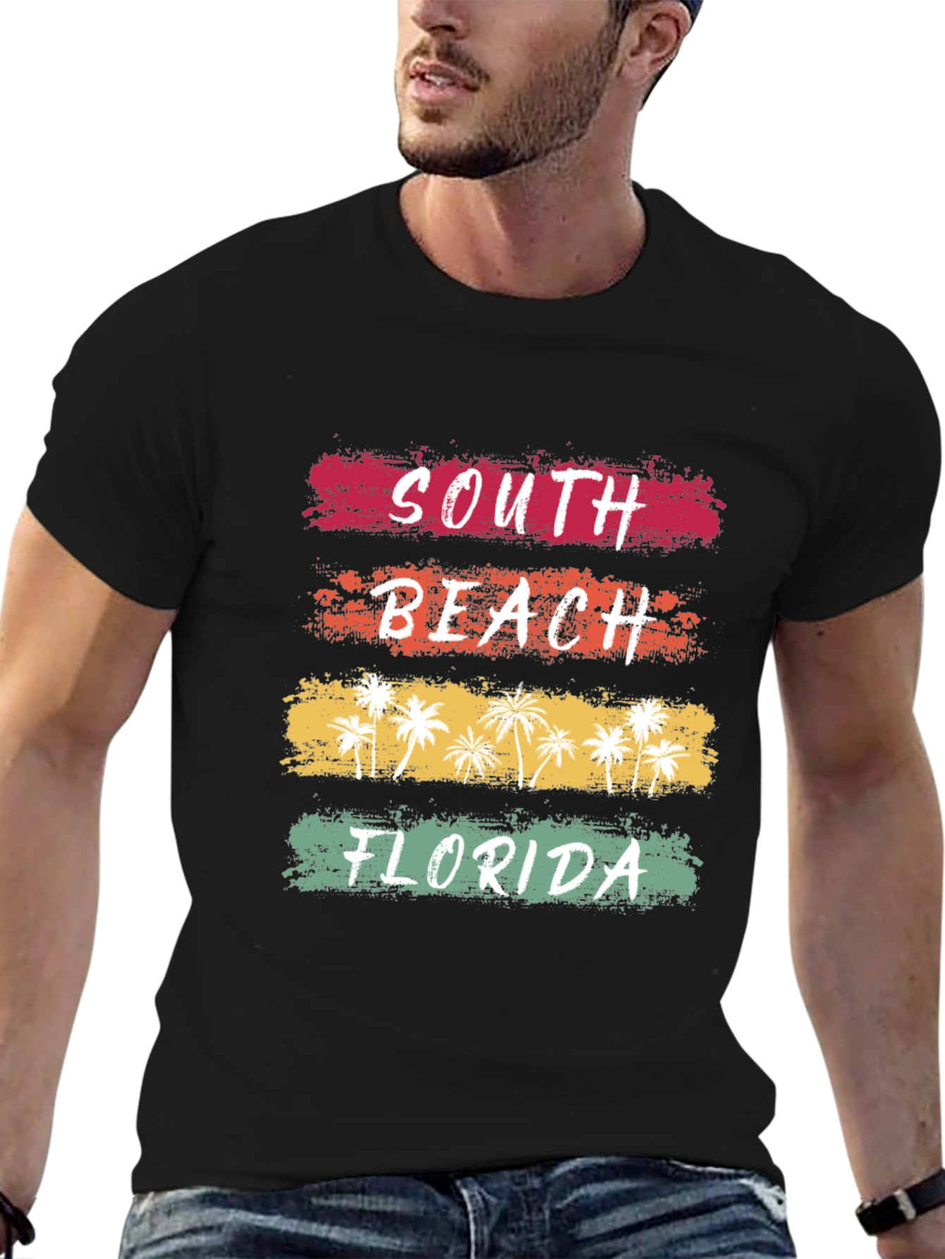 South Beach Florida Tee - Retro Palm Tree Graphic