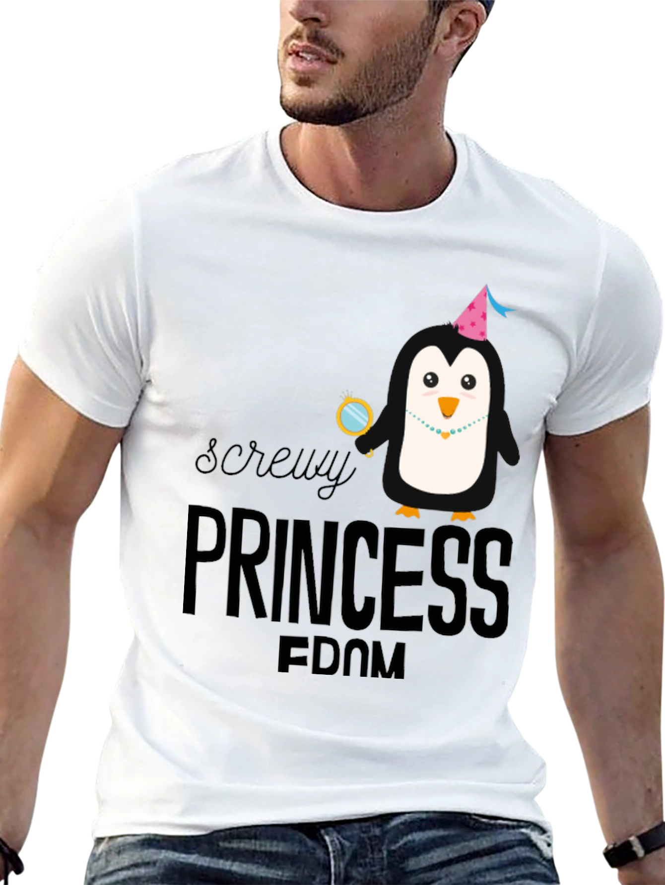 Screw Princess Dom Penguin Black T-Shirt
