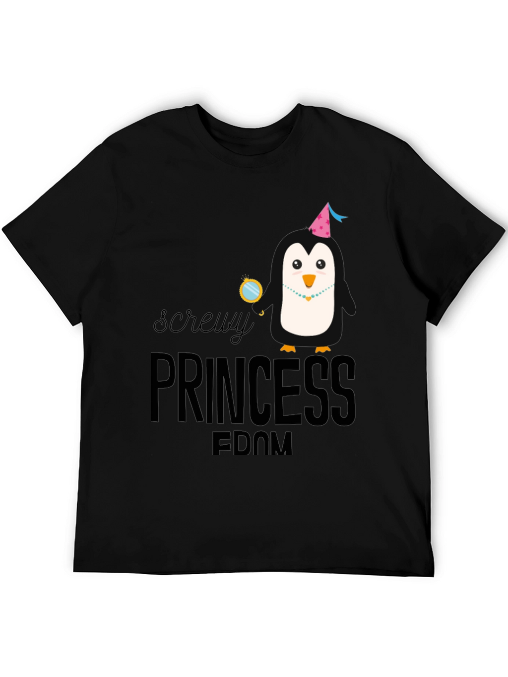 Screw Princess Dom Penguin Black T-Shirt