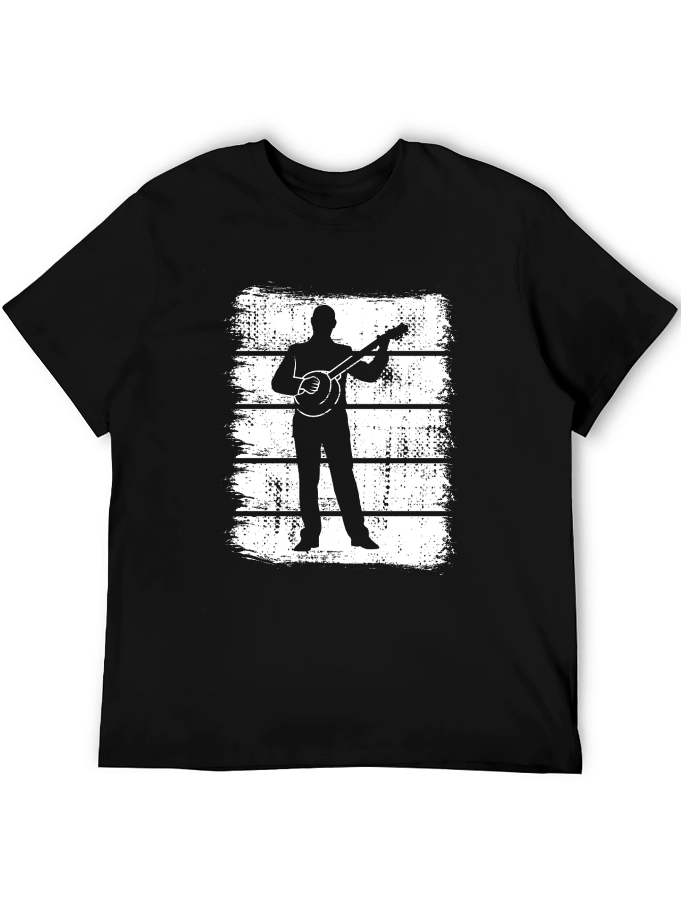 Banjo Player Silhouette Graphic Tee - Black