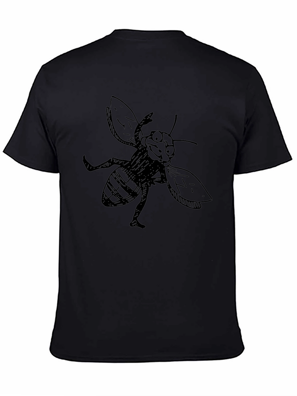 Funny Bee Graphic Black T-Shirt