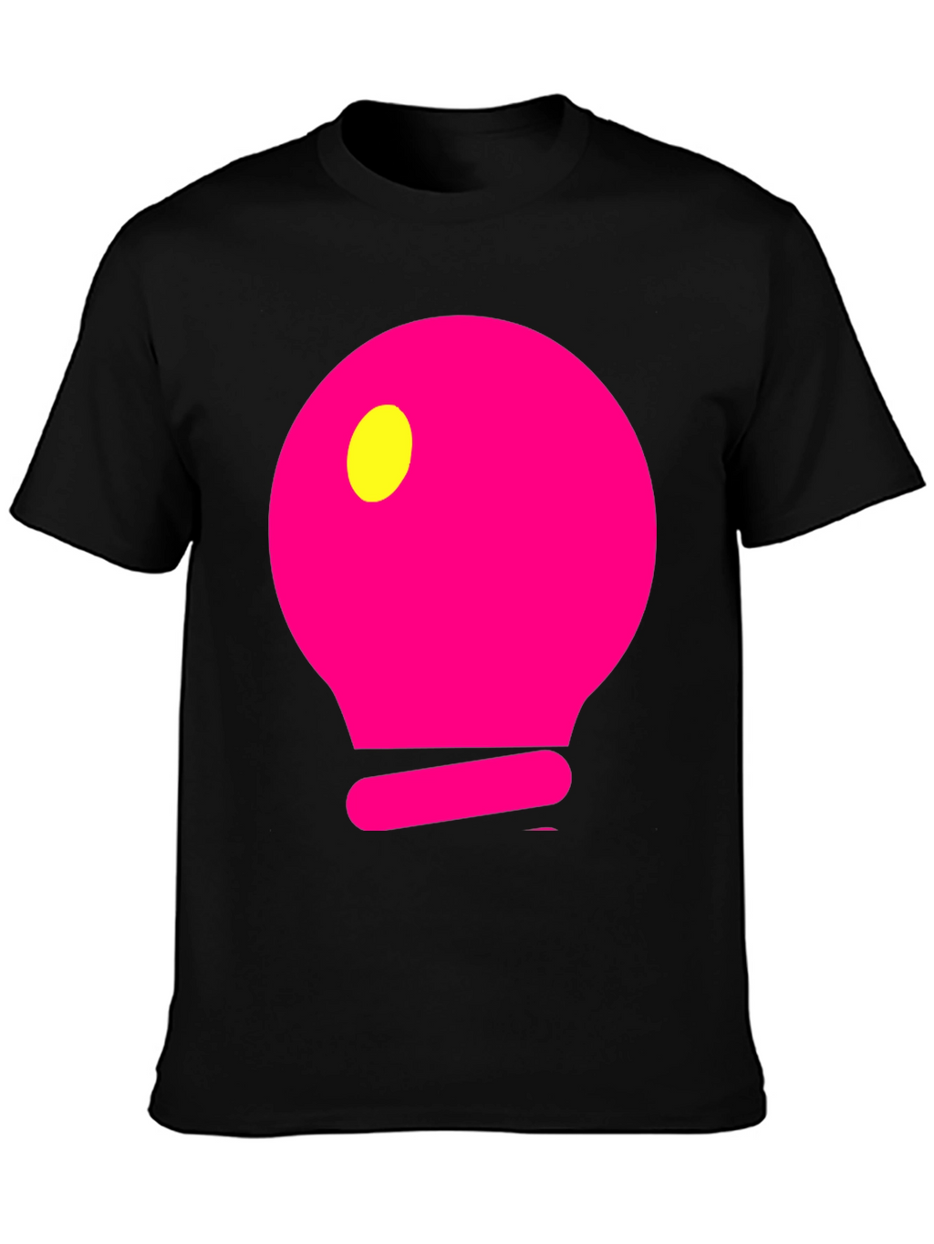 Mens Black T-Shirt with Pink Light Bulb Design