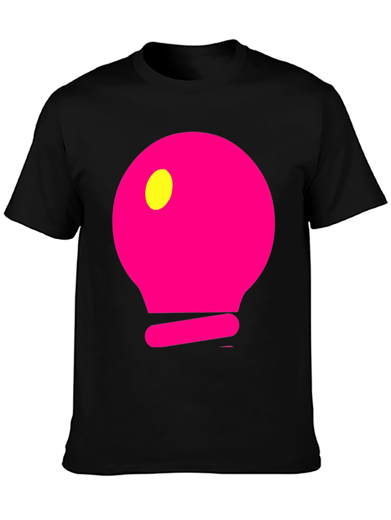 Mens Black T-Shirt with Pink Light Bulb Design