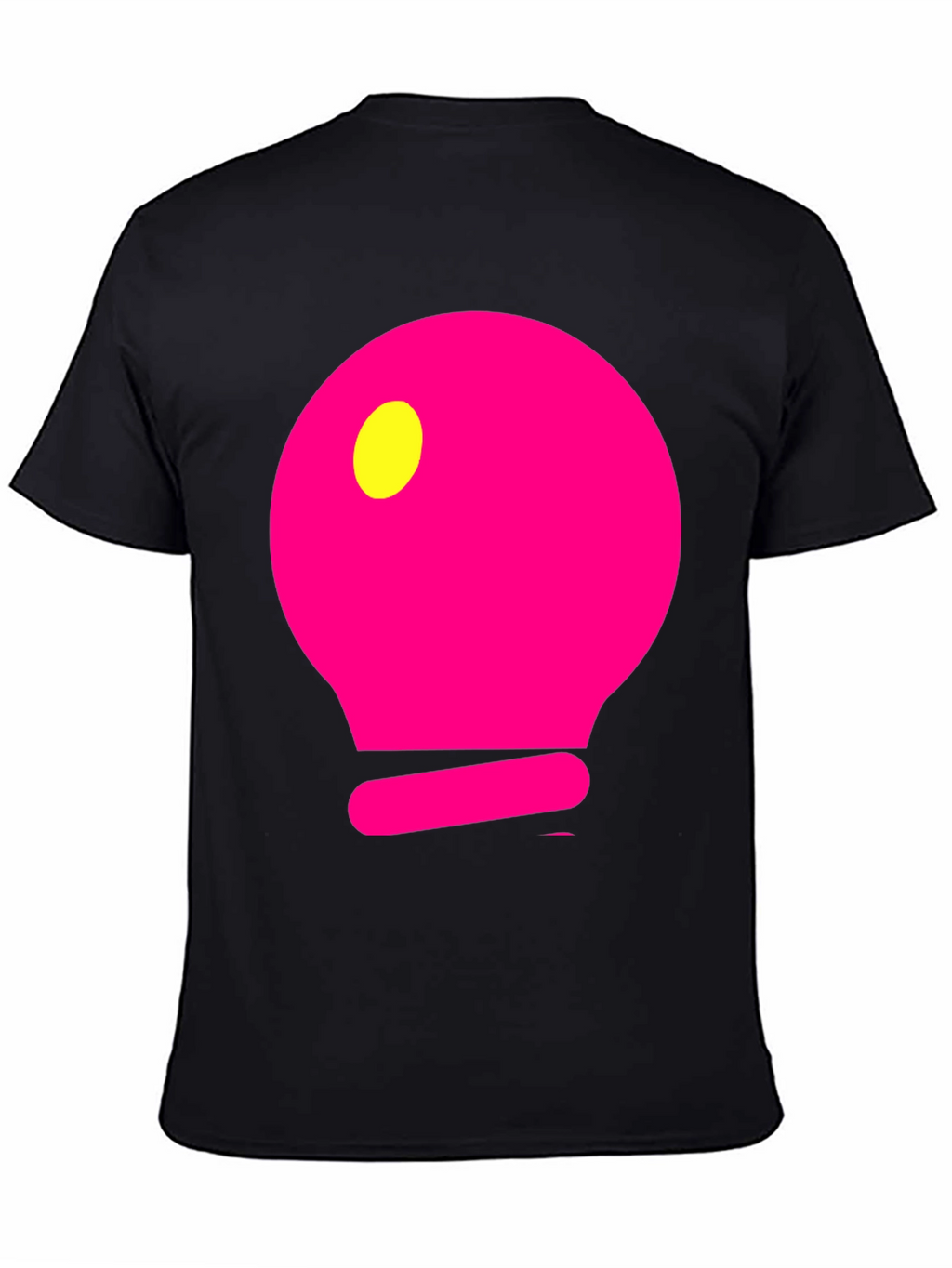 Mens Black T-Shirt with Pink Light Bulb Design