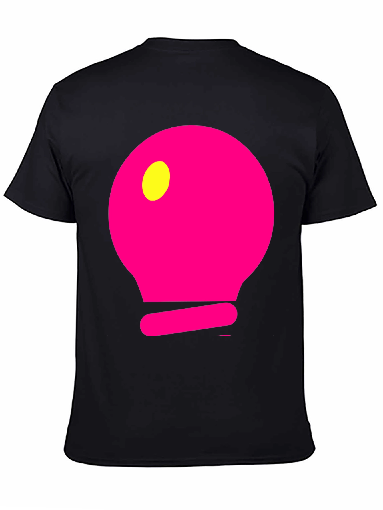 Mens Black T-Shirt with Pink Light Bulb Design