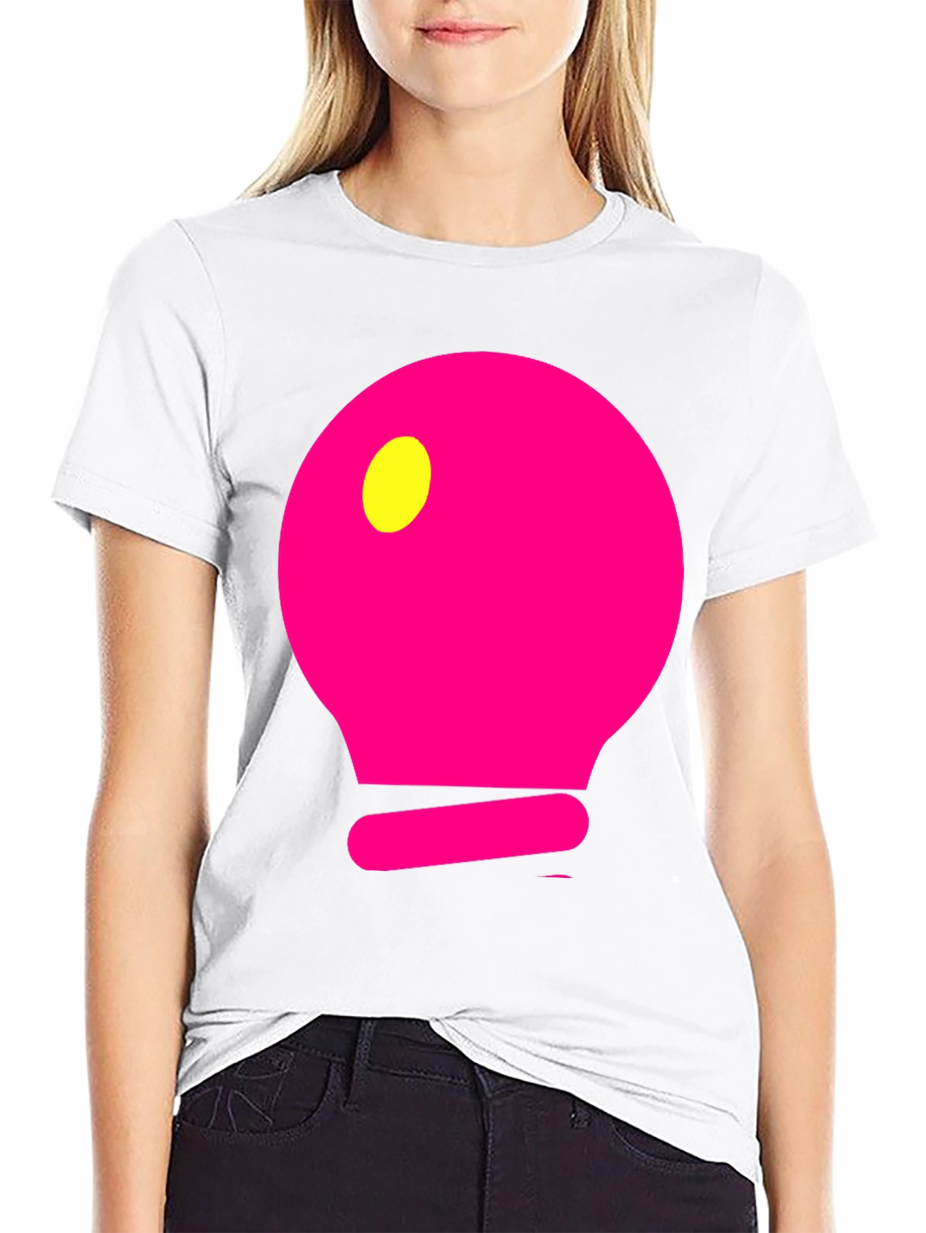 Mens Black T-Shirt with Pink Light Bulb Design