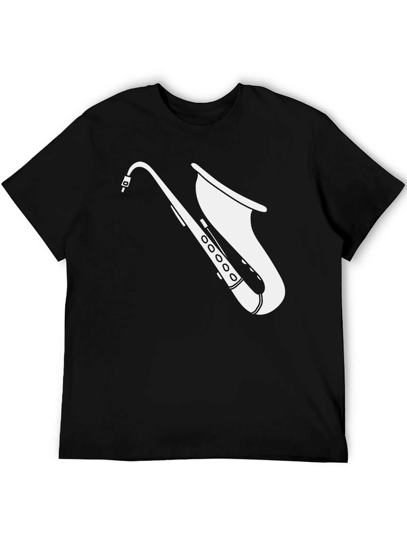 Cool Saxophone Graphic Tee - Black Cotton T-Shirt