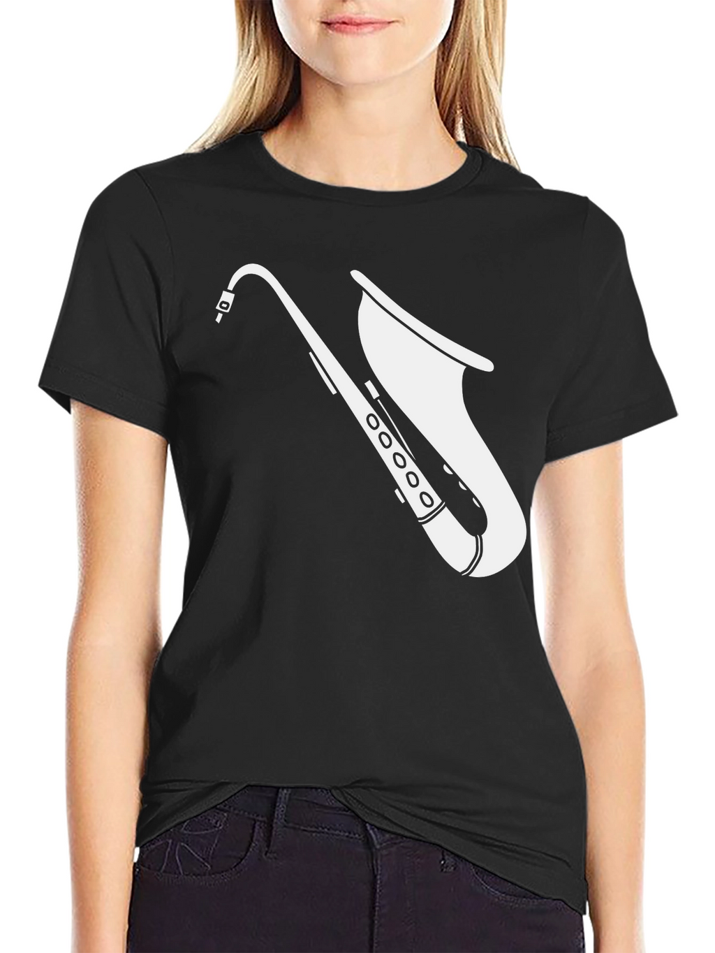 Cool Saxophone Graphic Tee - Black Cotton T-Shirt