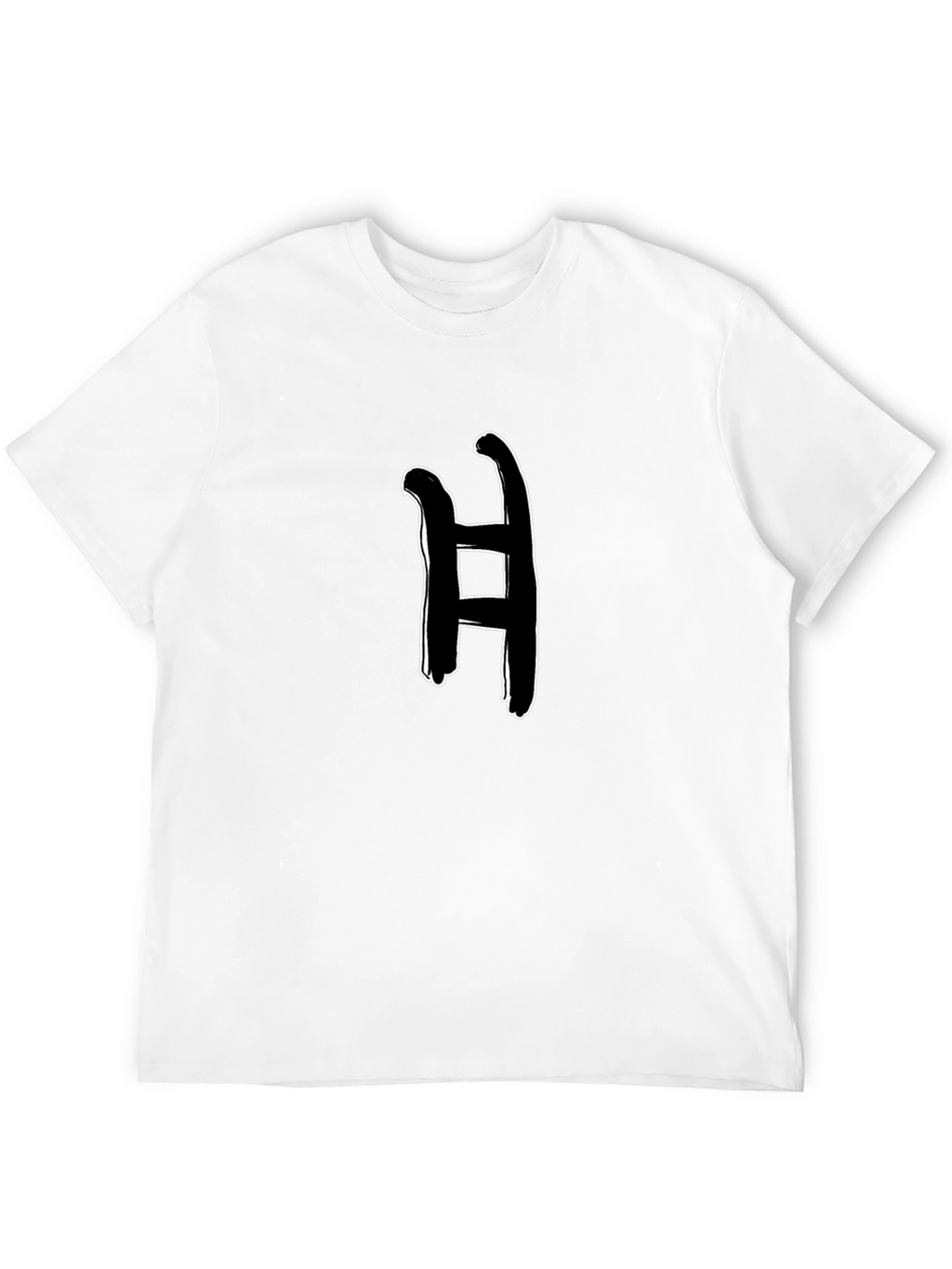 Abstract H Graphic Tee - Black Cotton Casual Wear