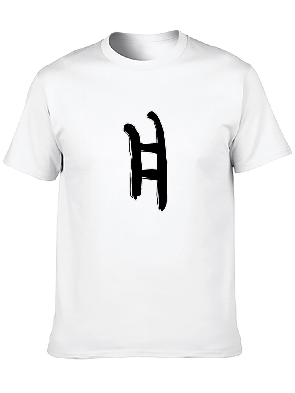 Abstract H Graphic Tee - Black Cotton Casual Wear