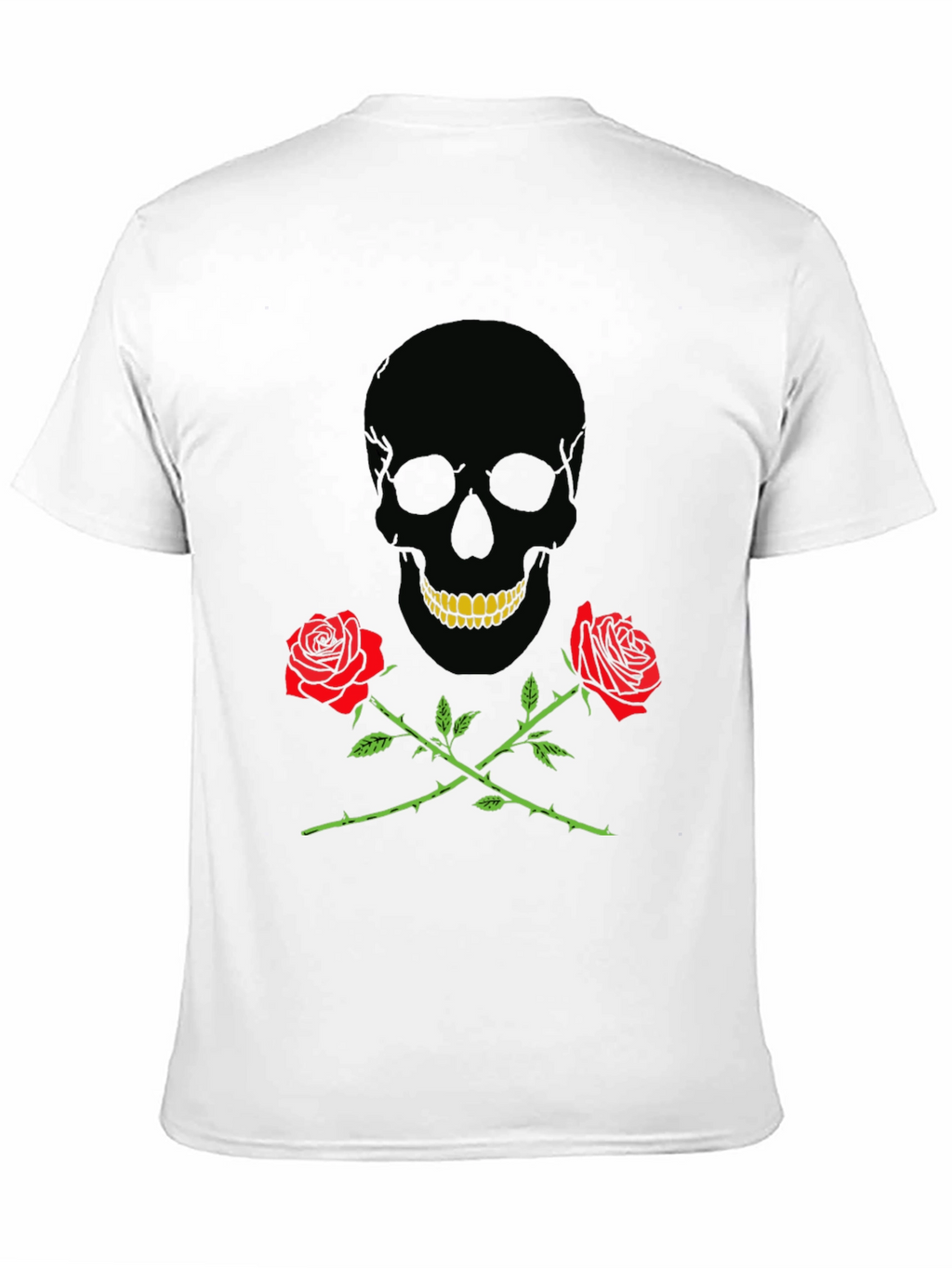Skull & Roses Graphic Tee - Black Cotton T-Shirt