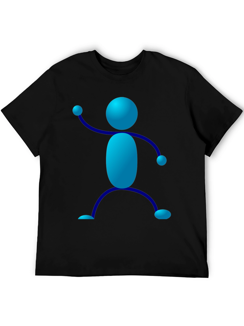 Funky Blue Stick Figure Graphic Tee - Black