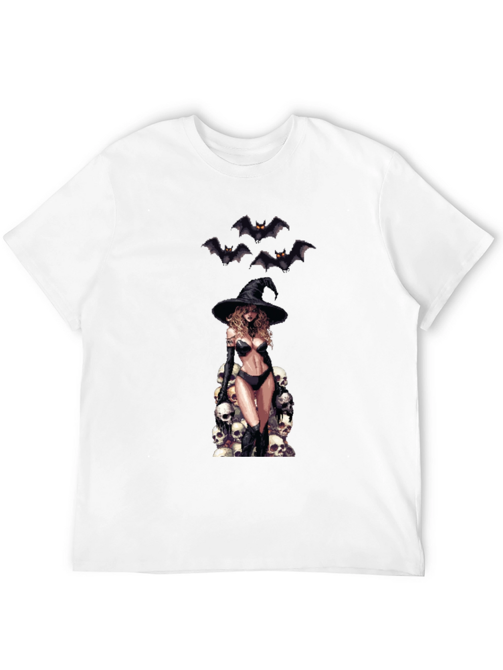 Skull Witch Graphic T-Shirt - Halloween Style