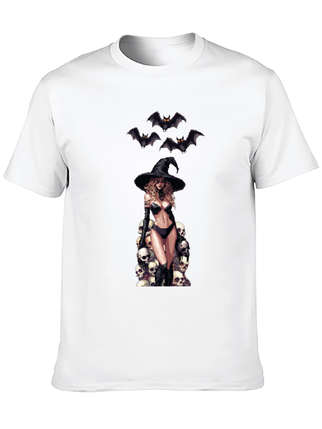 Skull Witch Graphic T-Shirt - Halloween Style