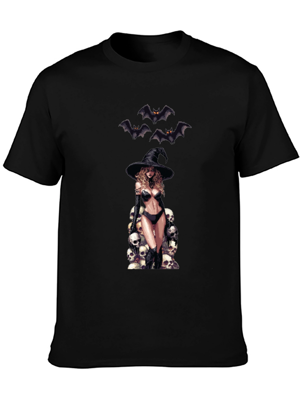 Skull Witch Graphic T-Shirt - Halloween Style