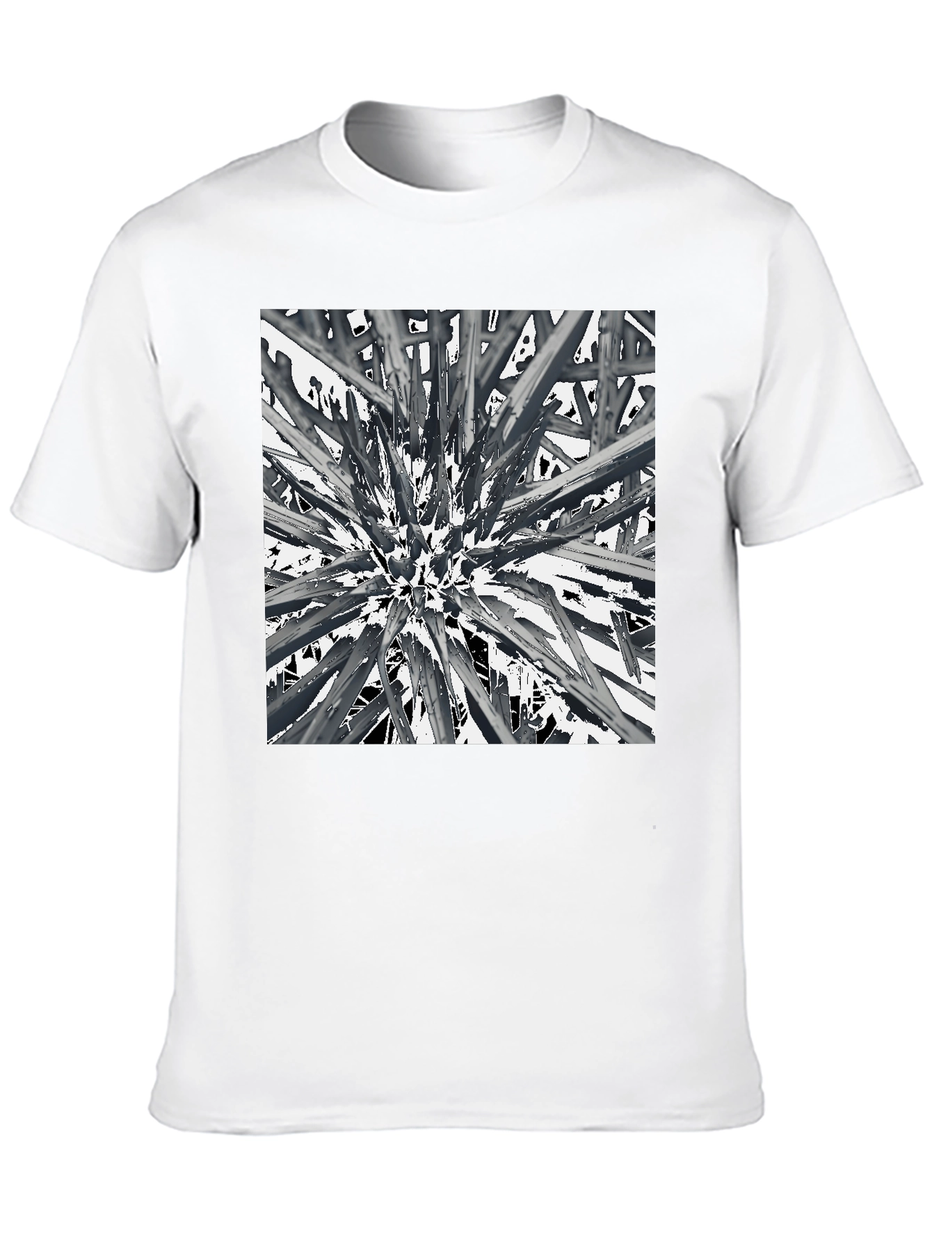 Abstract Spike Design Black Graphic Tee - Unique Style