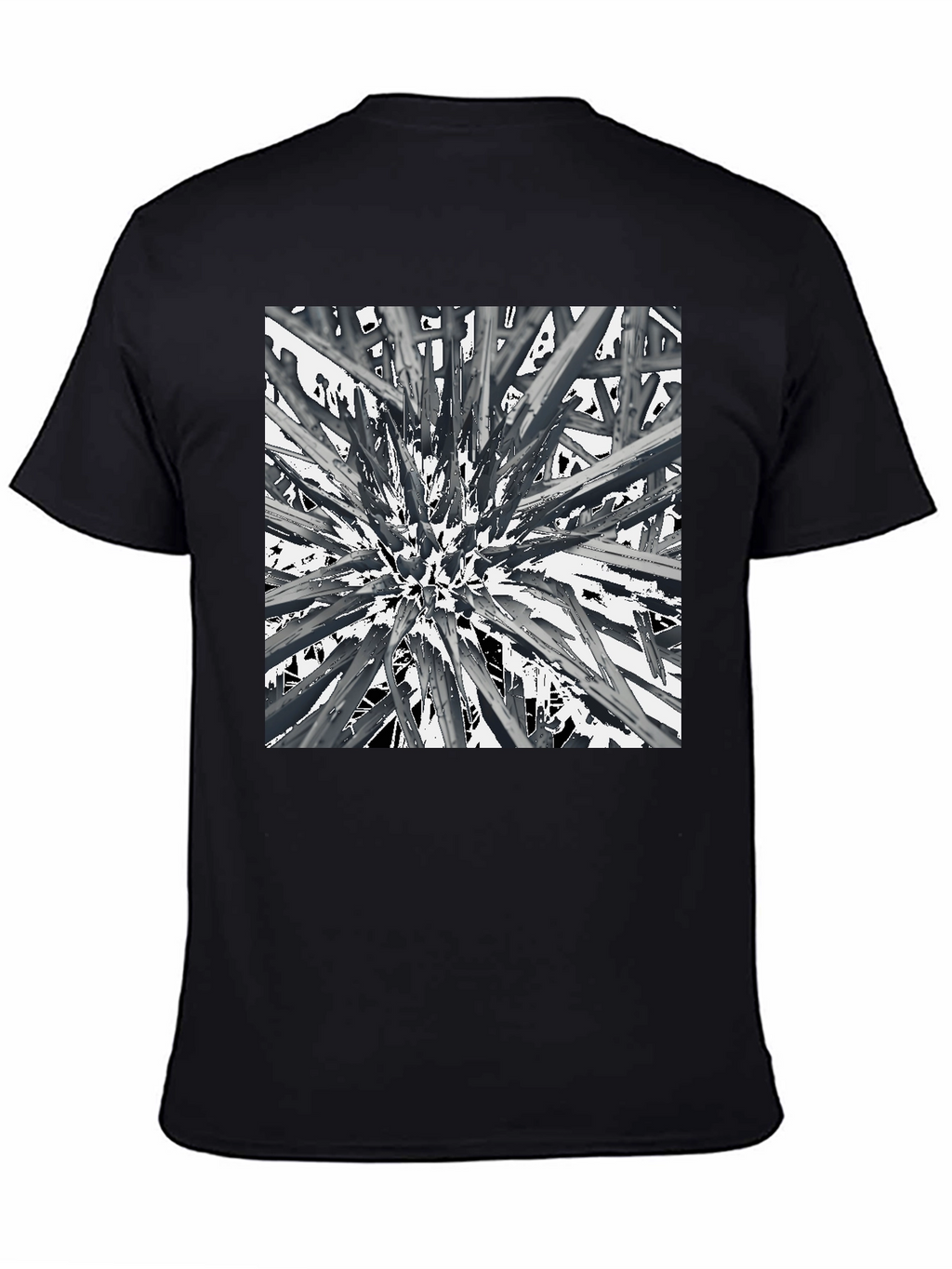 Abstract Spike Design Black Graphic Tee - Unique Style