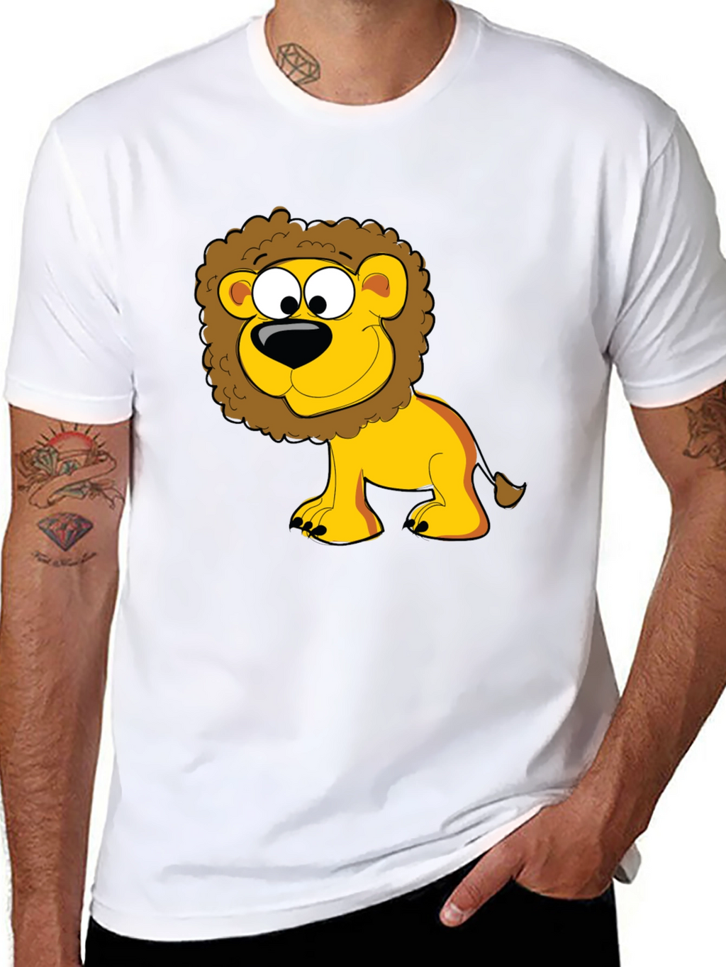 Lion Cartoon Graphic Black T-Shirt