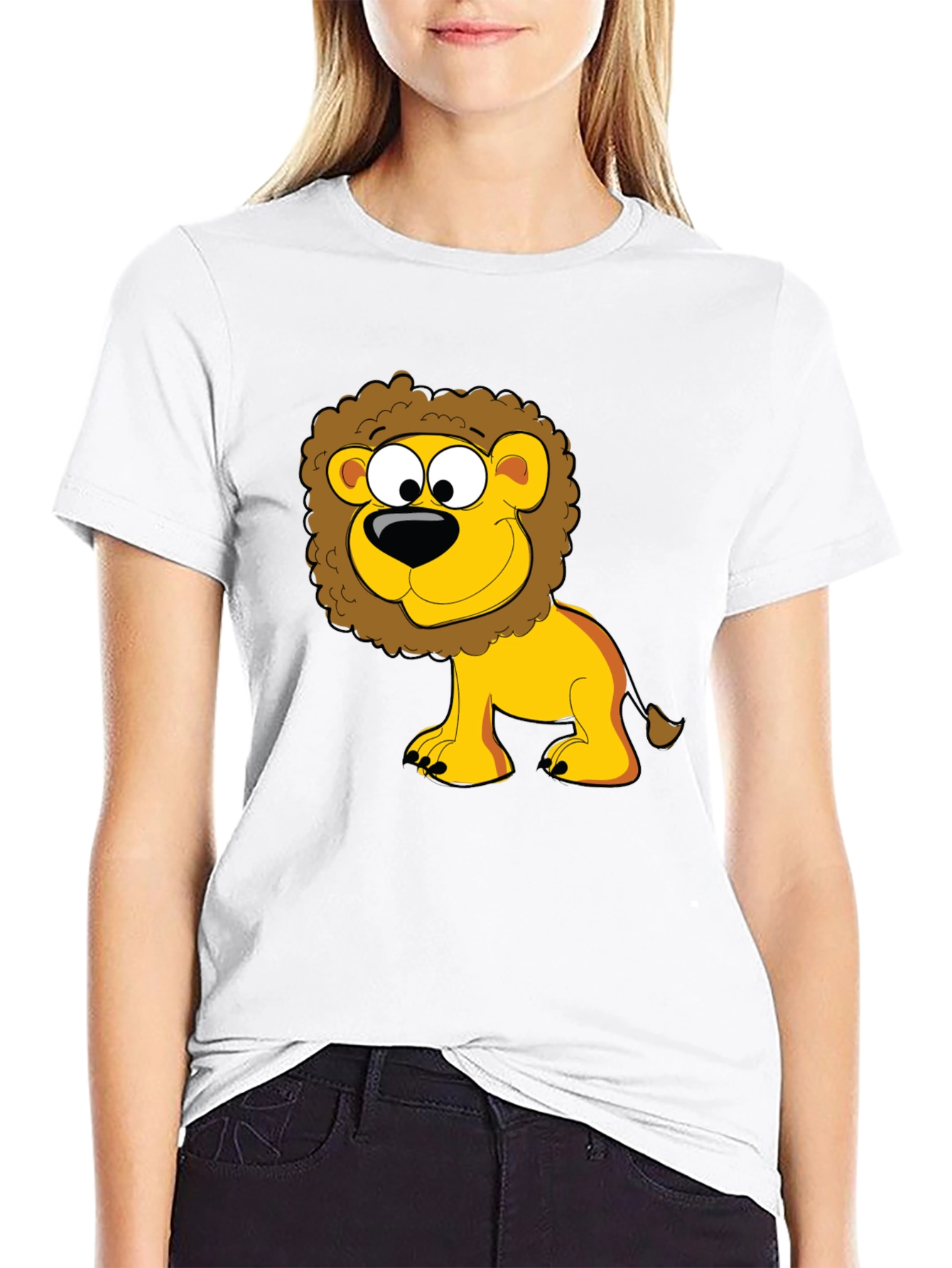 Lion Cartoon Graphic Black T-Shirt